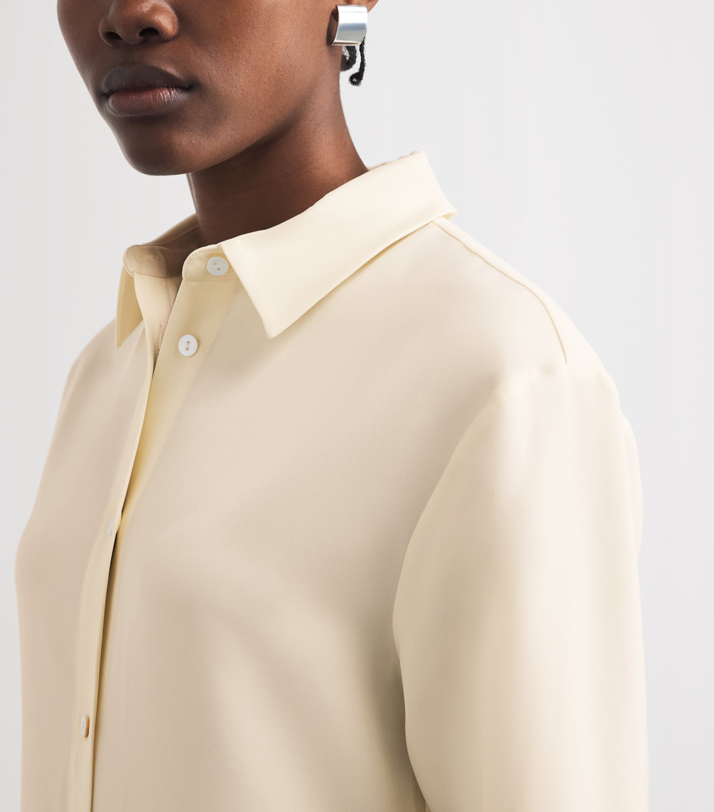 Almada Label Womens Crepe Nile Shirt Dress Cream Image 3