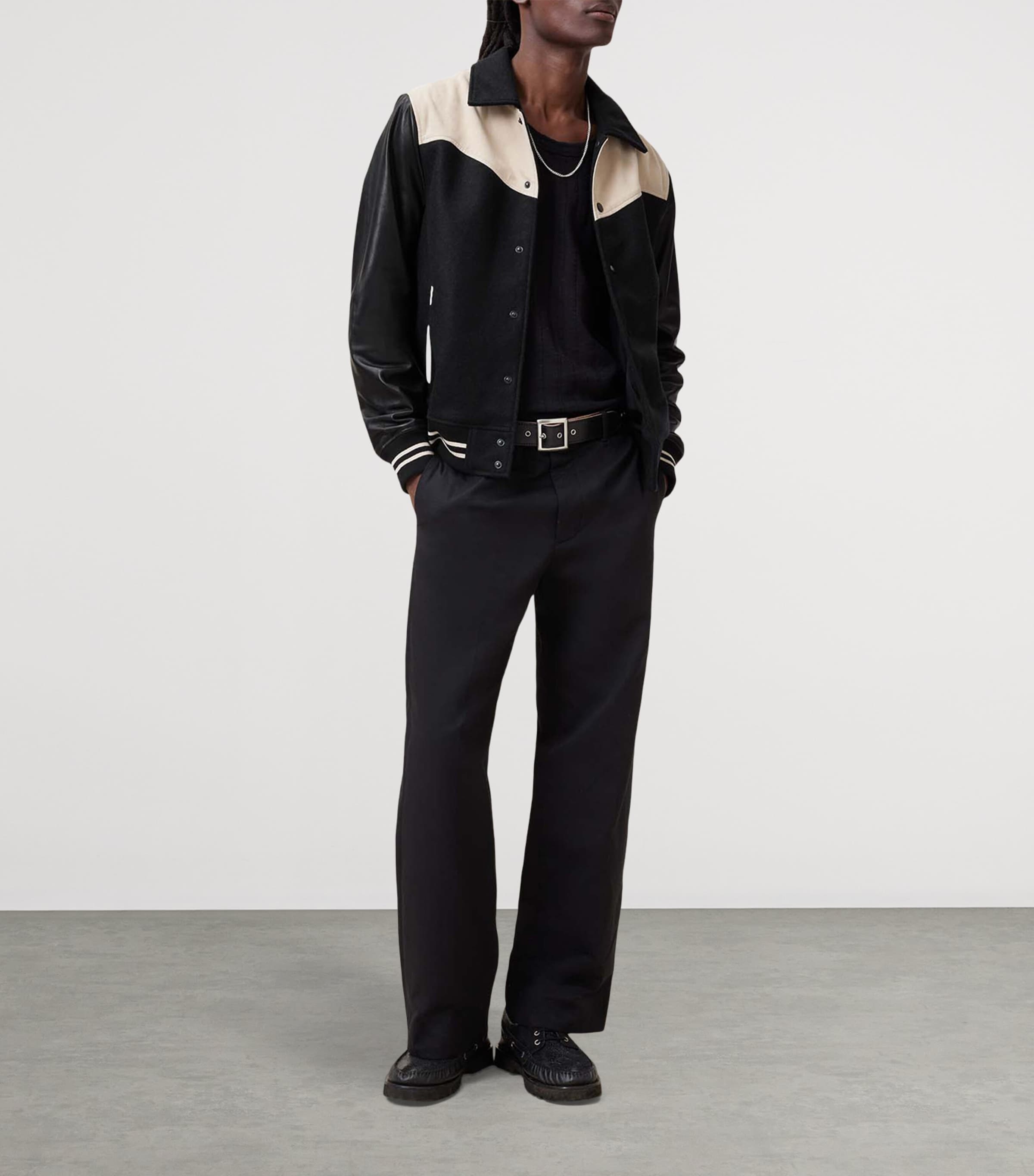 Leather-Trim Endleton Bomber Jacket BLACK/ECRU WHITE Image 3