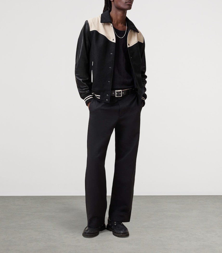 Leather-Trim Endleton Bomber Jacket BLACK/ECRU WHITE Image 3