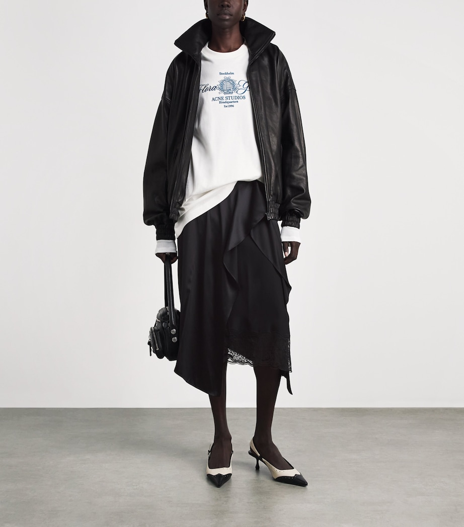 Acne Studios Womens Satin Layered Midi Skirt Black Image 2
