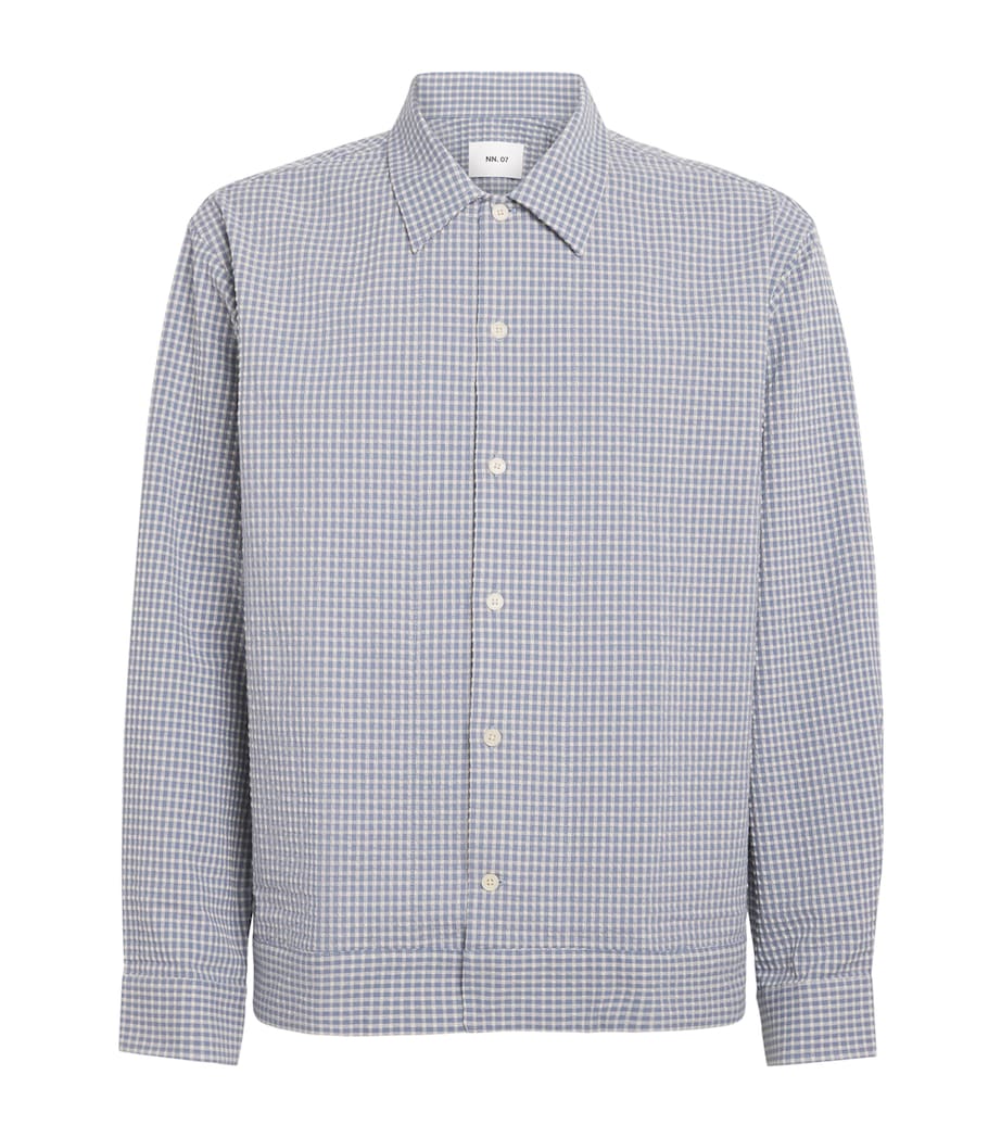 NN.07 Mens Stretch-Cotton Seersucker Reed Shirt Stone Blue Image 1