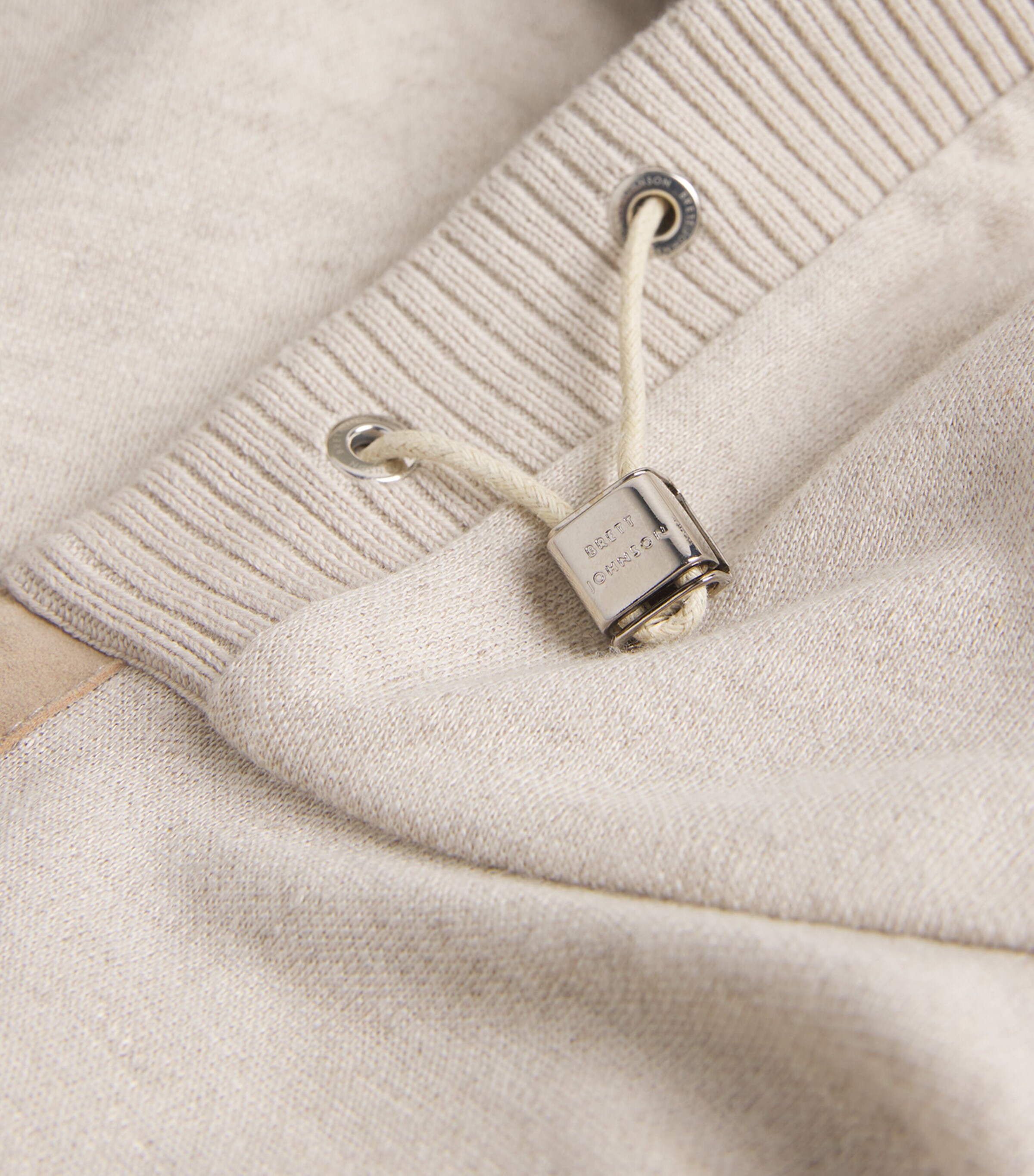 Brett Johnson Mens Linen-Virgin Wool Zip-Up Hoodie Stone Image 5