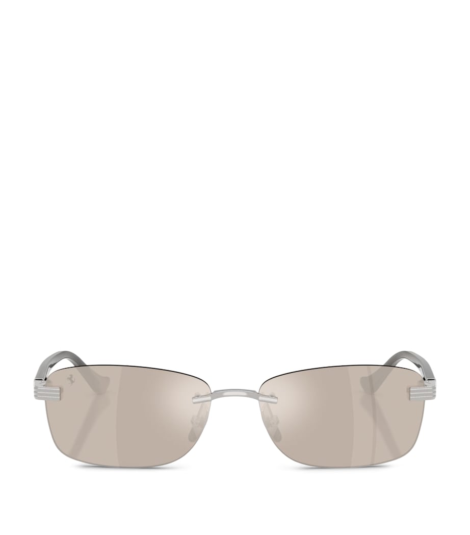 Ferrari Titanium Rimless Rectangular Sunglasses Silver Image 1