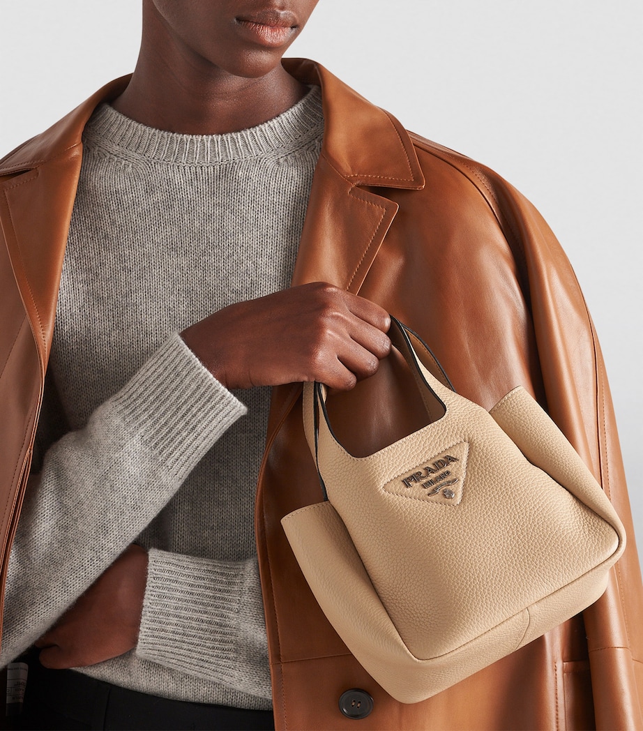 Mini Leather Bucket Bag F02YP Image 3