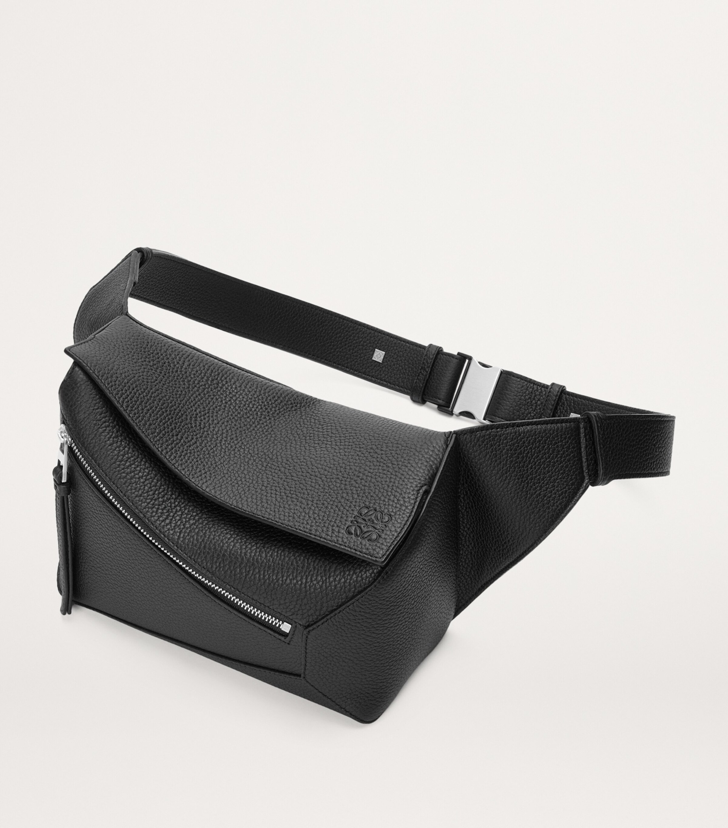 Small Leather Puzzle Edge Belt Bag BLACK Image 4