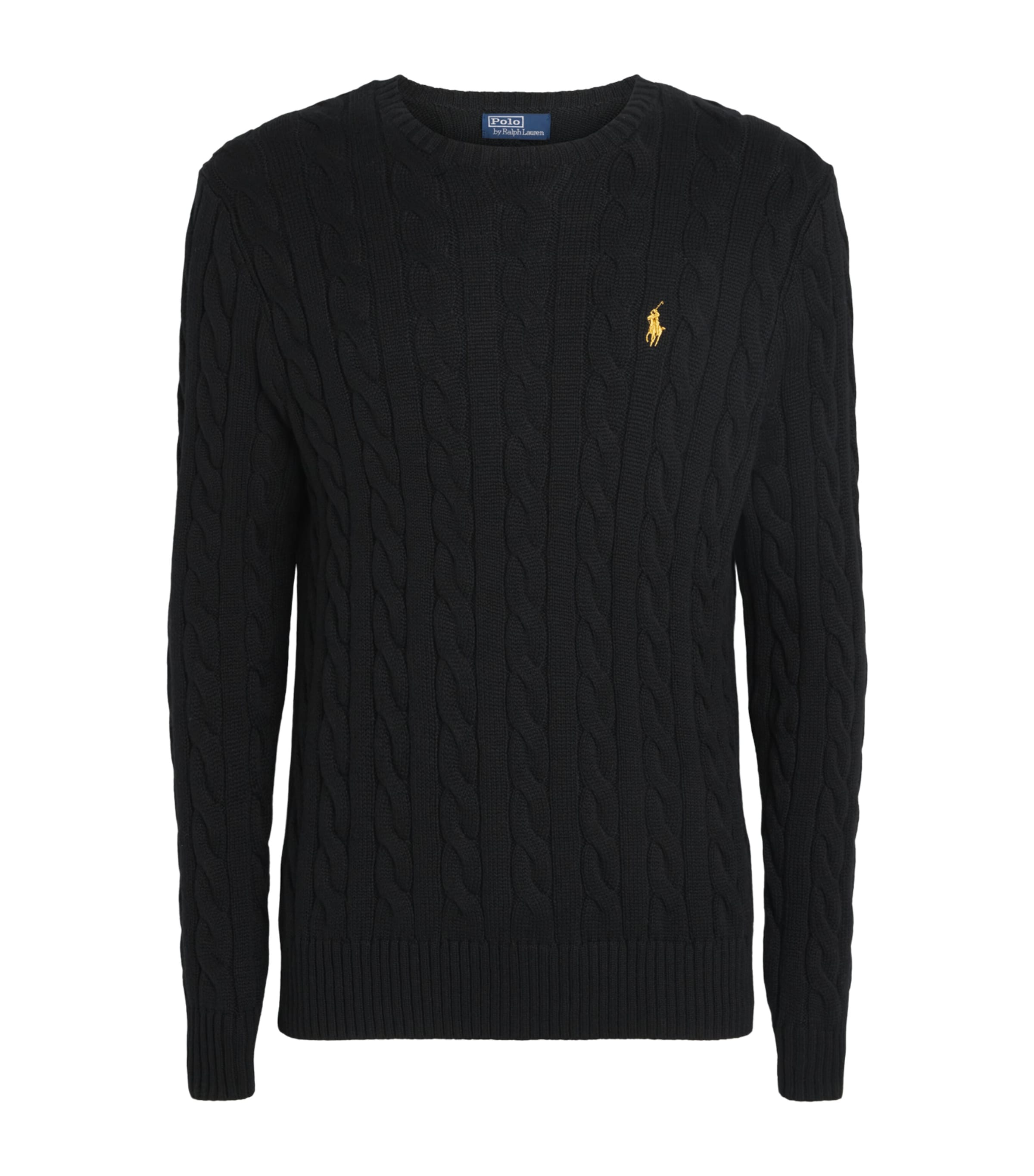 Cotton Cable-Knit Sweater BLACK Image 1