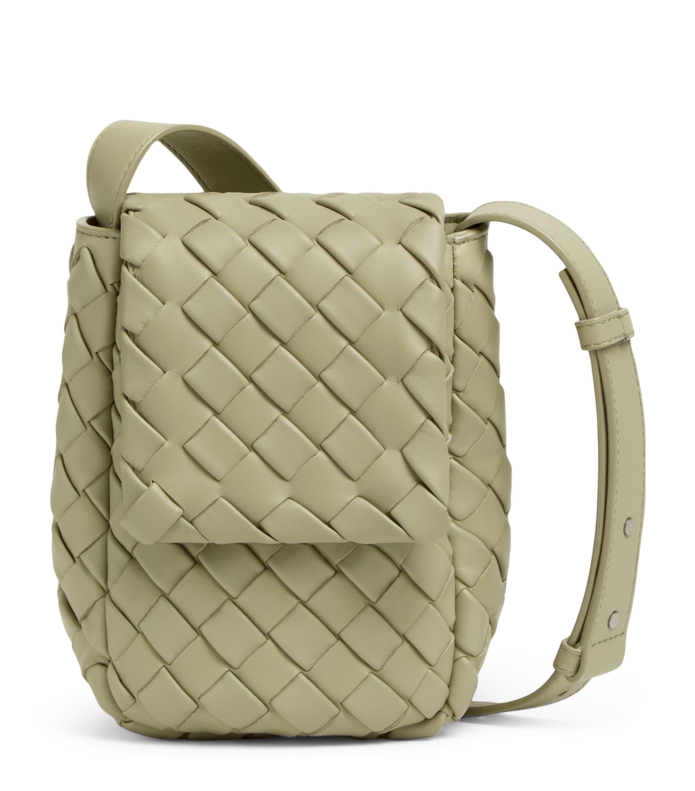 Bottega Veneta Mini Lambskin Cobble Cross-body Bag In Grey