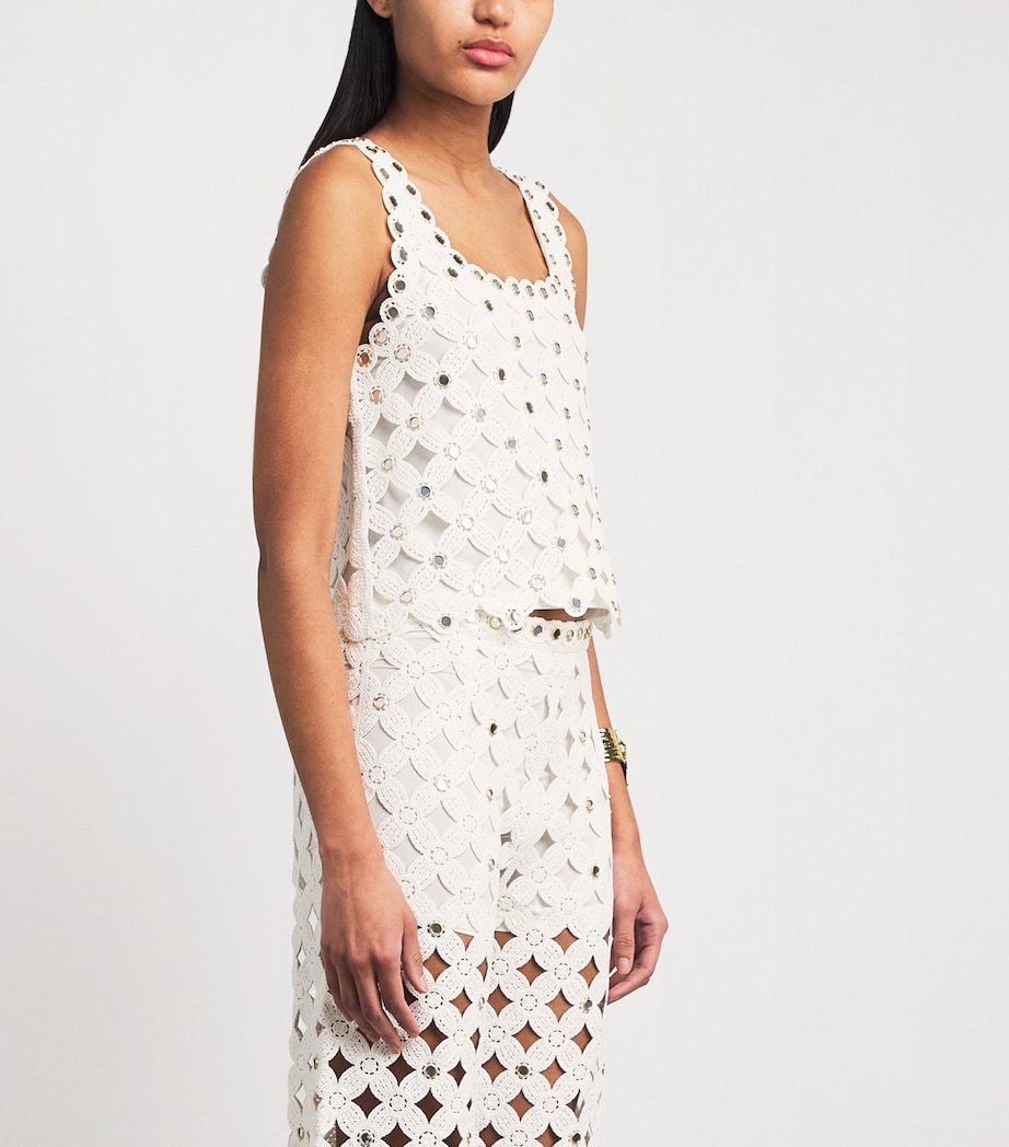 Maje Womens Mirror-Detail Crochet Top White Image 4