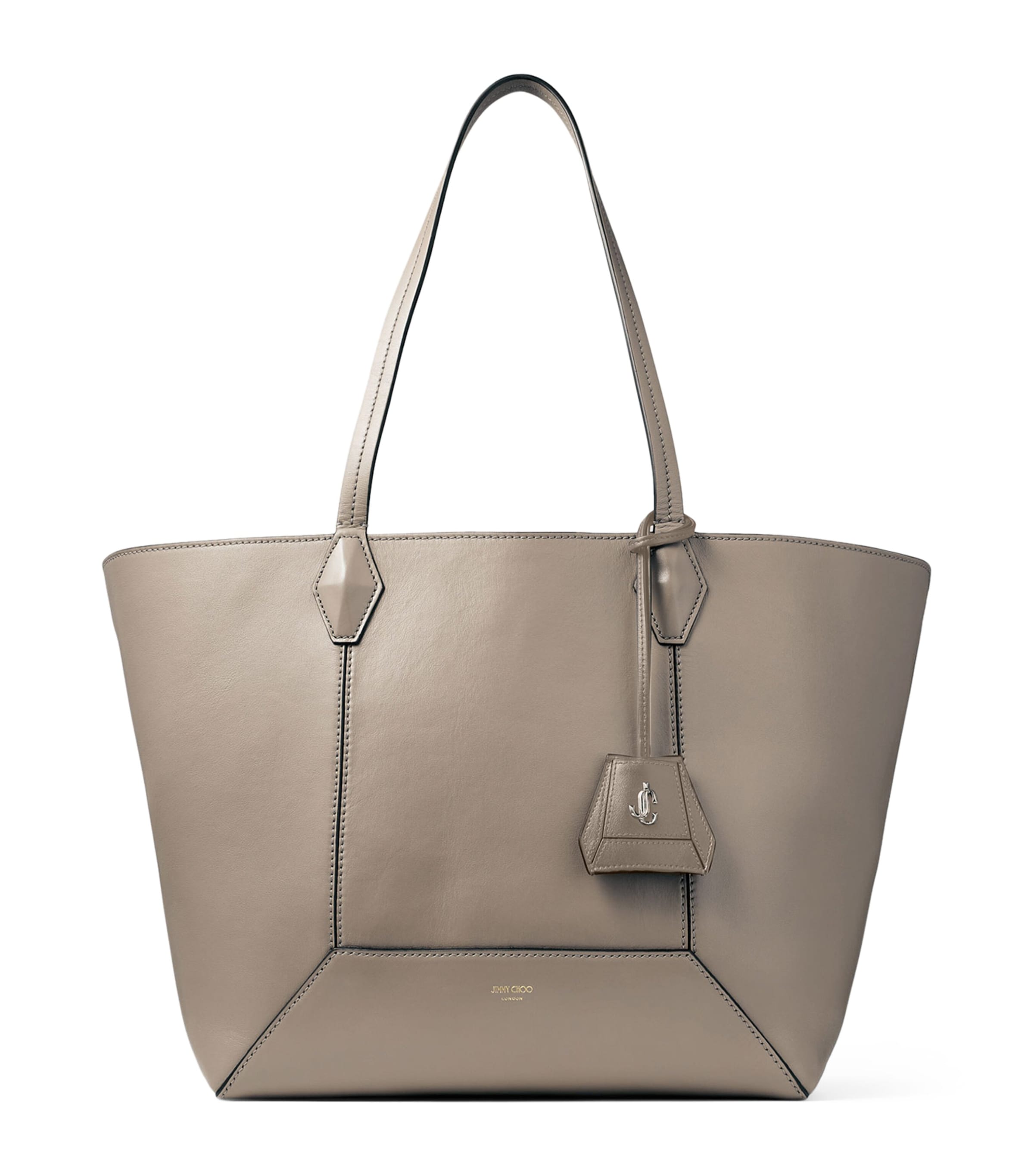 Jimmy Choo Diamond Medium Leather Tote Bag In Beige