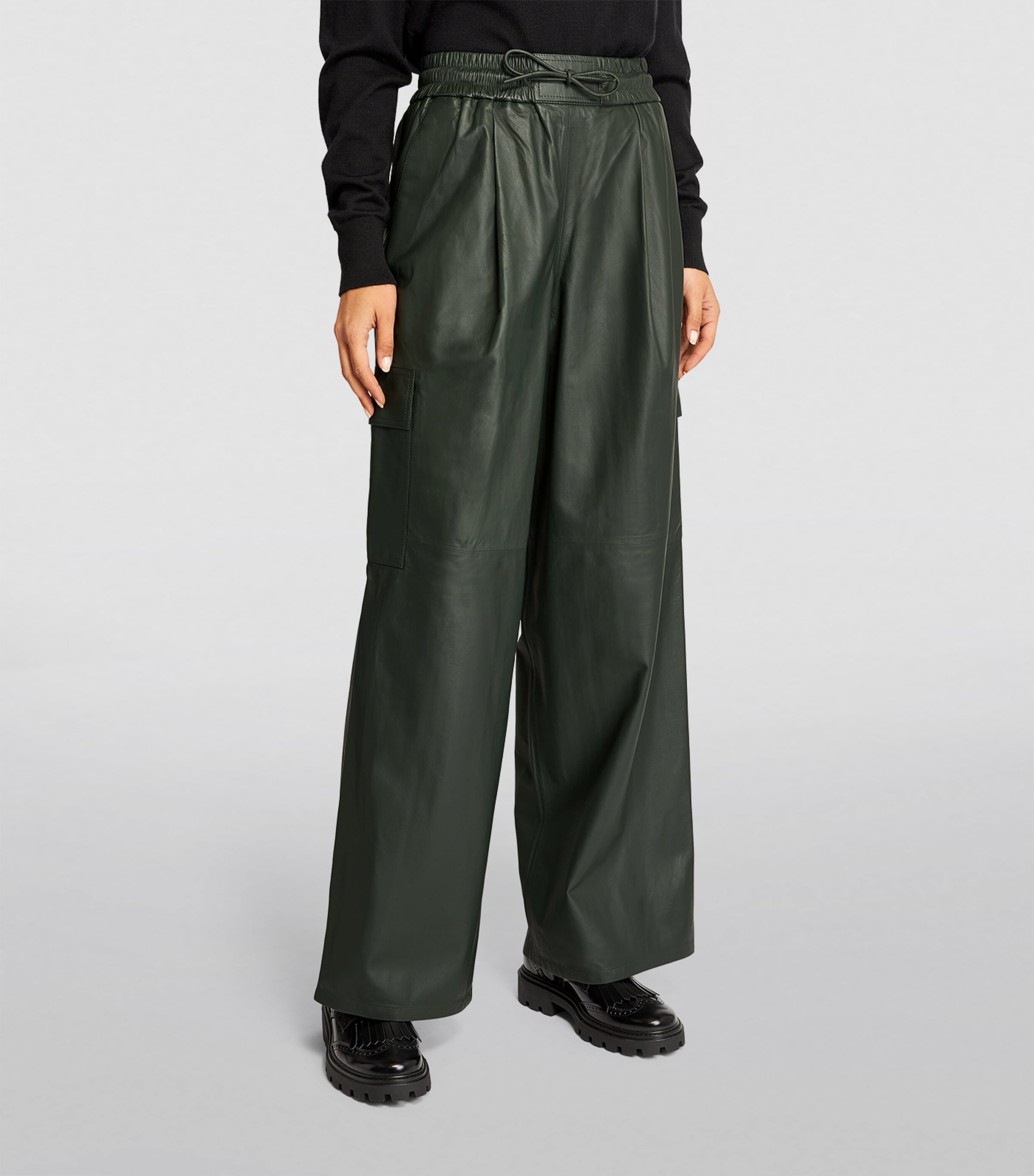 Leather Cargo Trousers A8010 Image 3