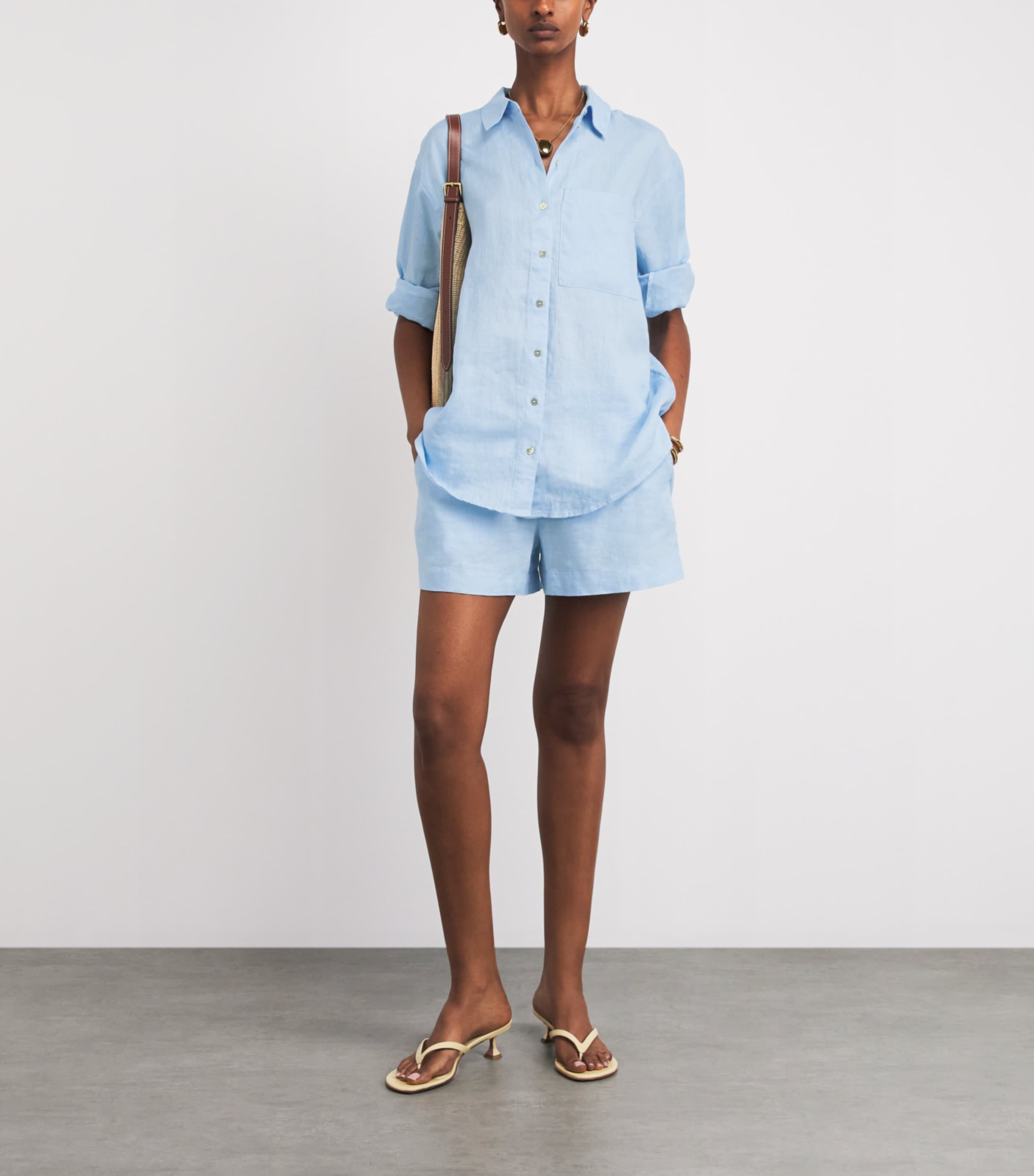 Heidi Klein Womens Linen Ponza Drawstring Shorts Blu Blu Image 2