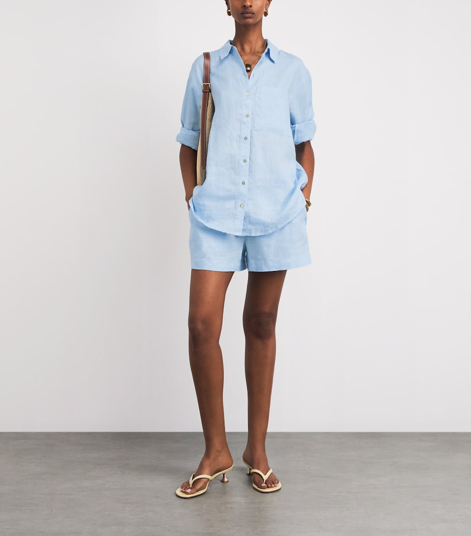 Heidi Klein Womens Linen Ponza Drawstring Shorts Blu Blu Image 2
