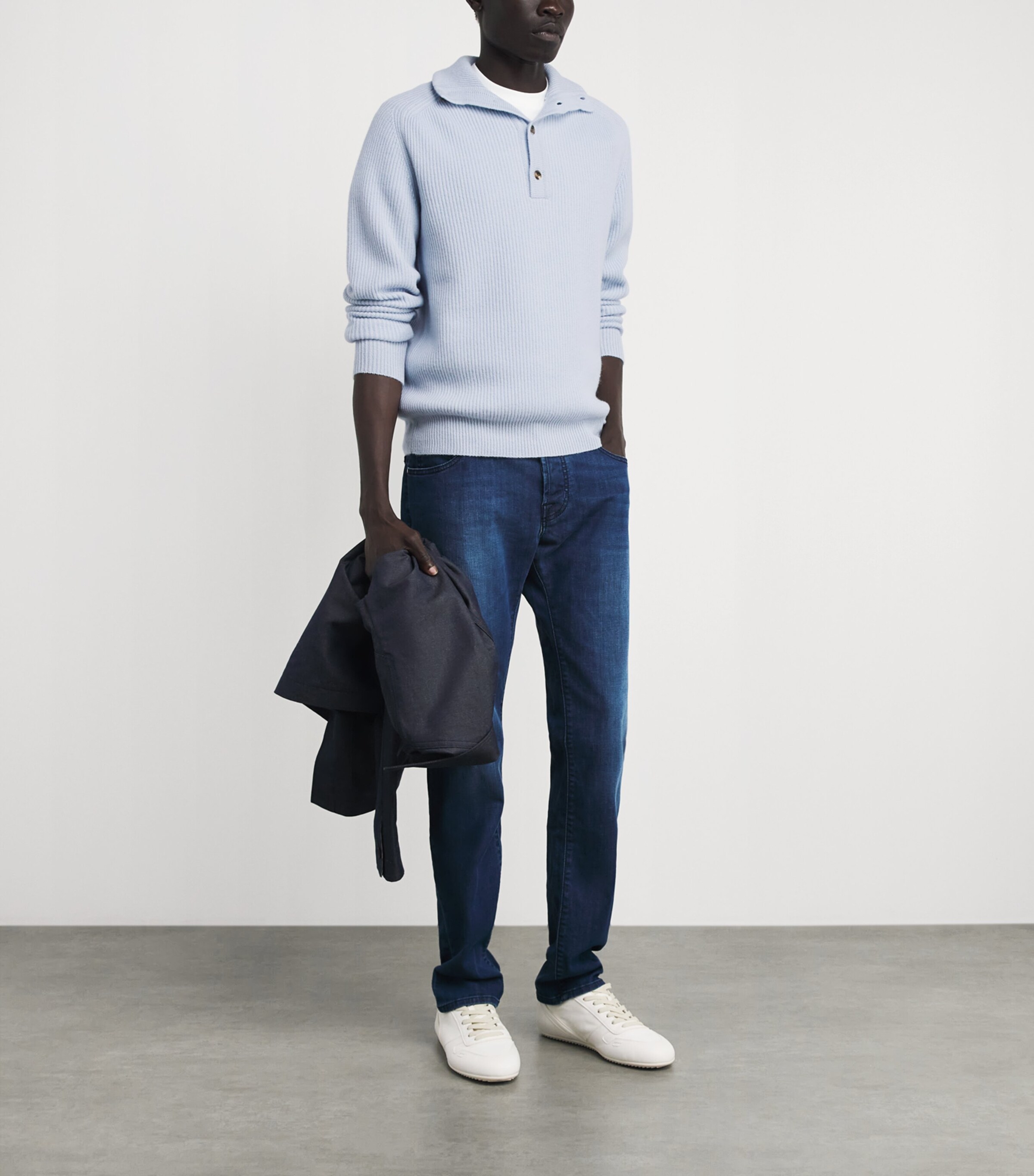JACOB COHËN Mens Cashmere Funnel-Neck Sweater Azure Image 2