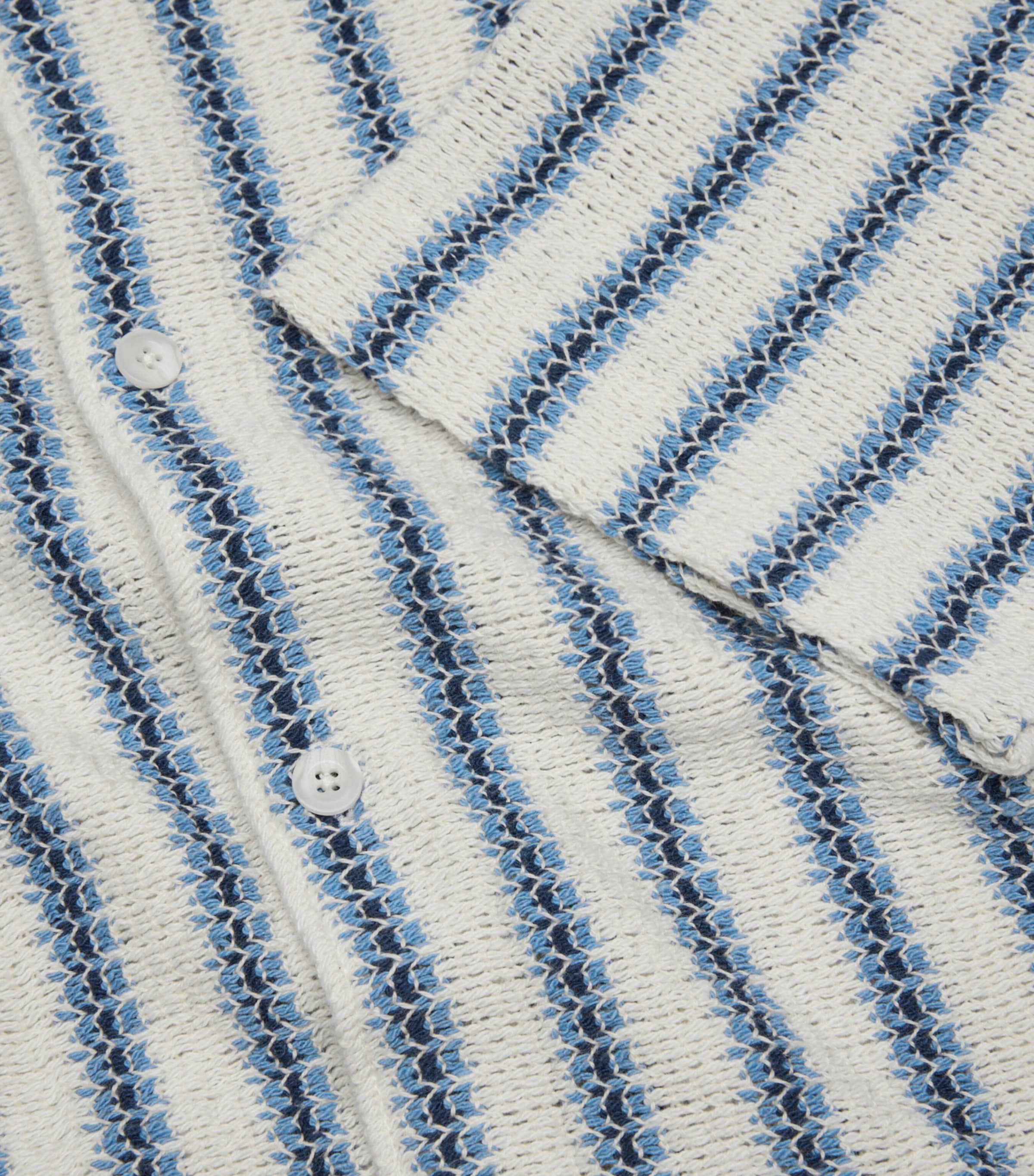 Vince Mens Cotton-Blend Open-Knit Shirt Cabo Blu Cmbo Image 2