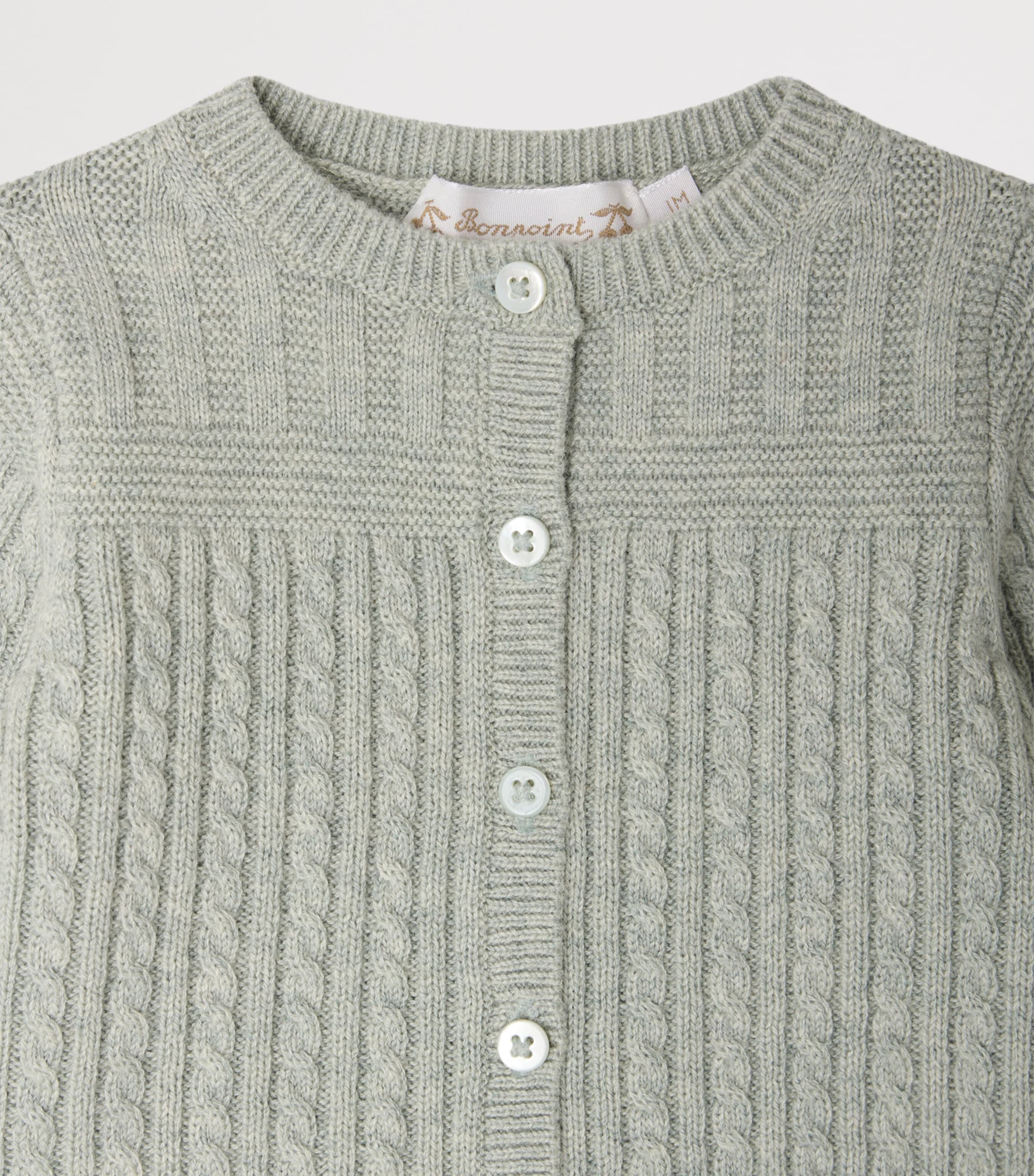 Bonpoint Knitted Cardigan and Trousers Set (1-18 Months) Vert De Gris Image 3