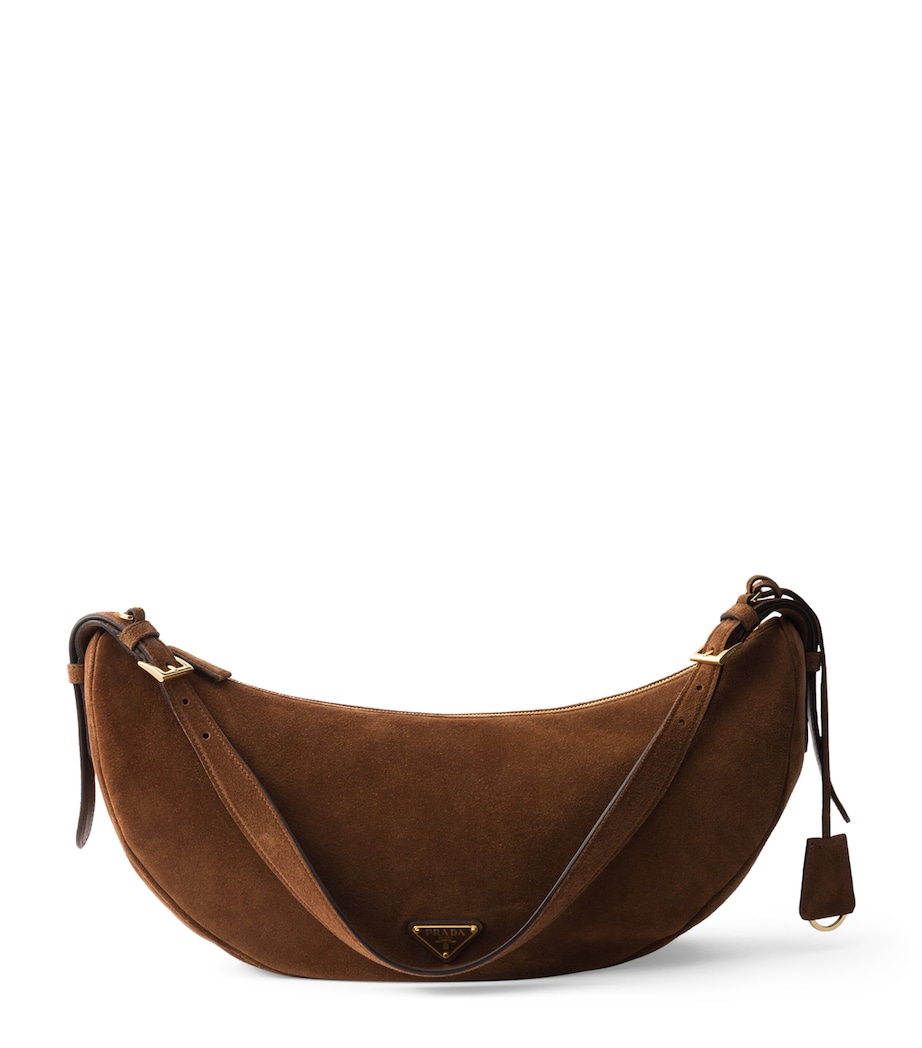 Prada Large Suede Demi-Lune Shoulder Bag Image 1
