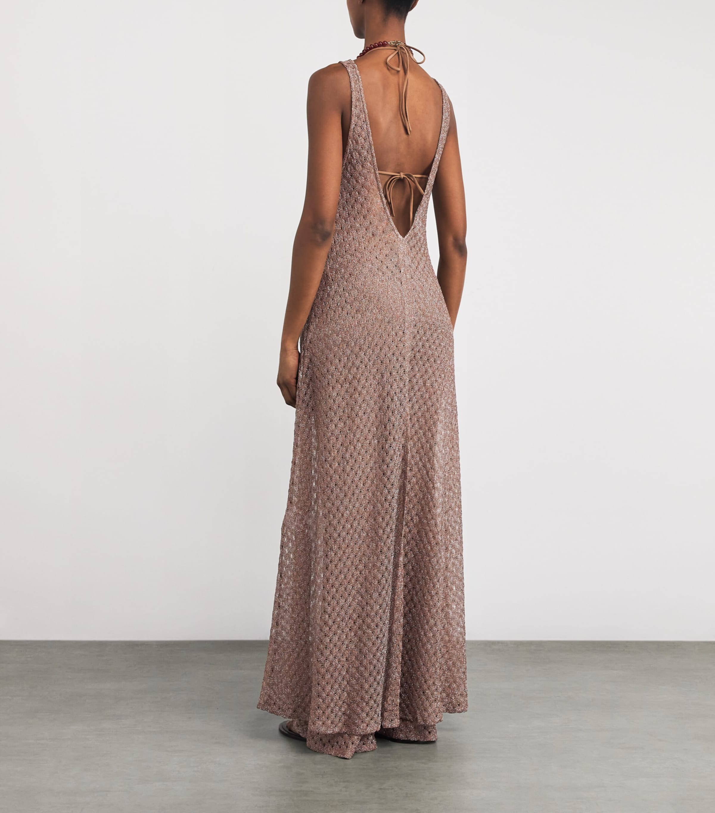 Crochet Sleeveless Maxi Dress S80EE BROWN Image 3