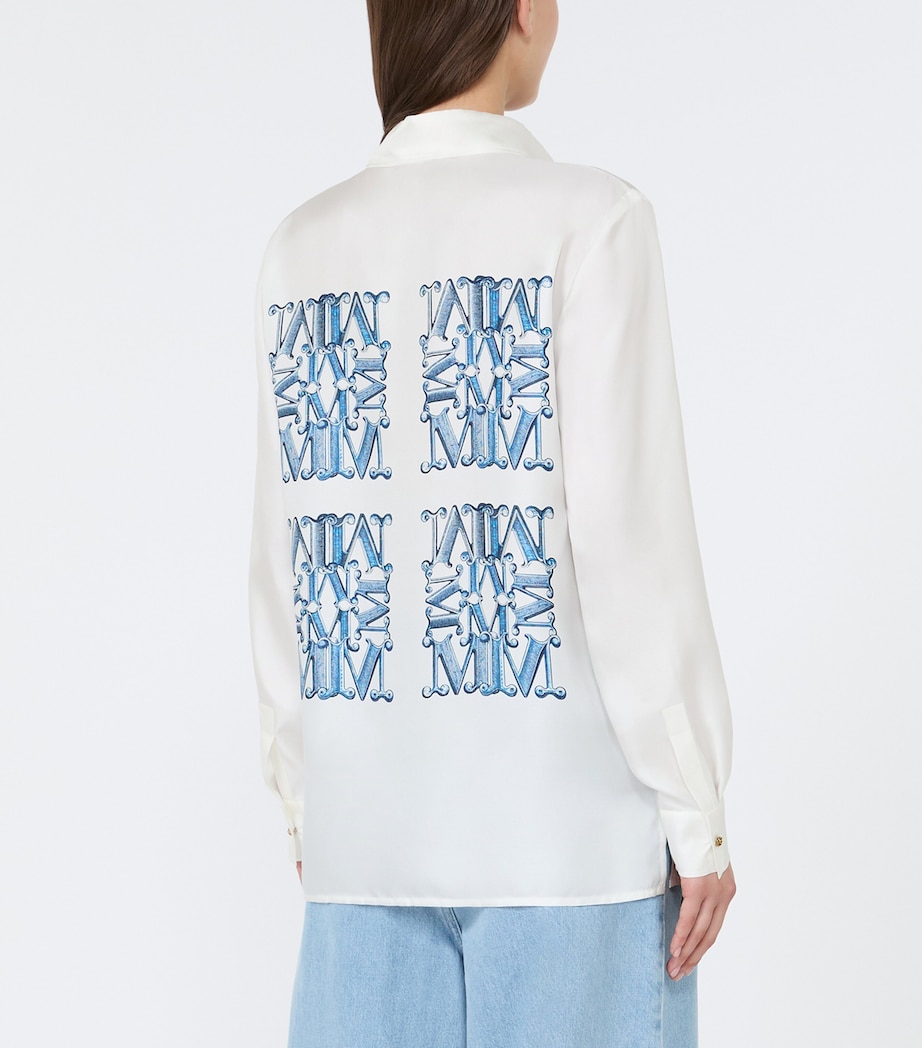 Max Mara Womens Silk Monogram Shirt Ocean Image 4