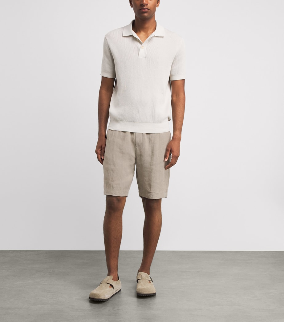 Sunspel Mens Linen Drawstring Shorts Brbd Sand Image 2