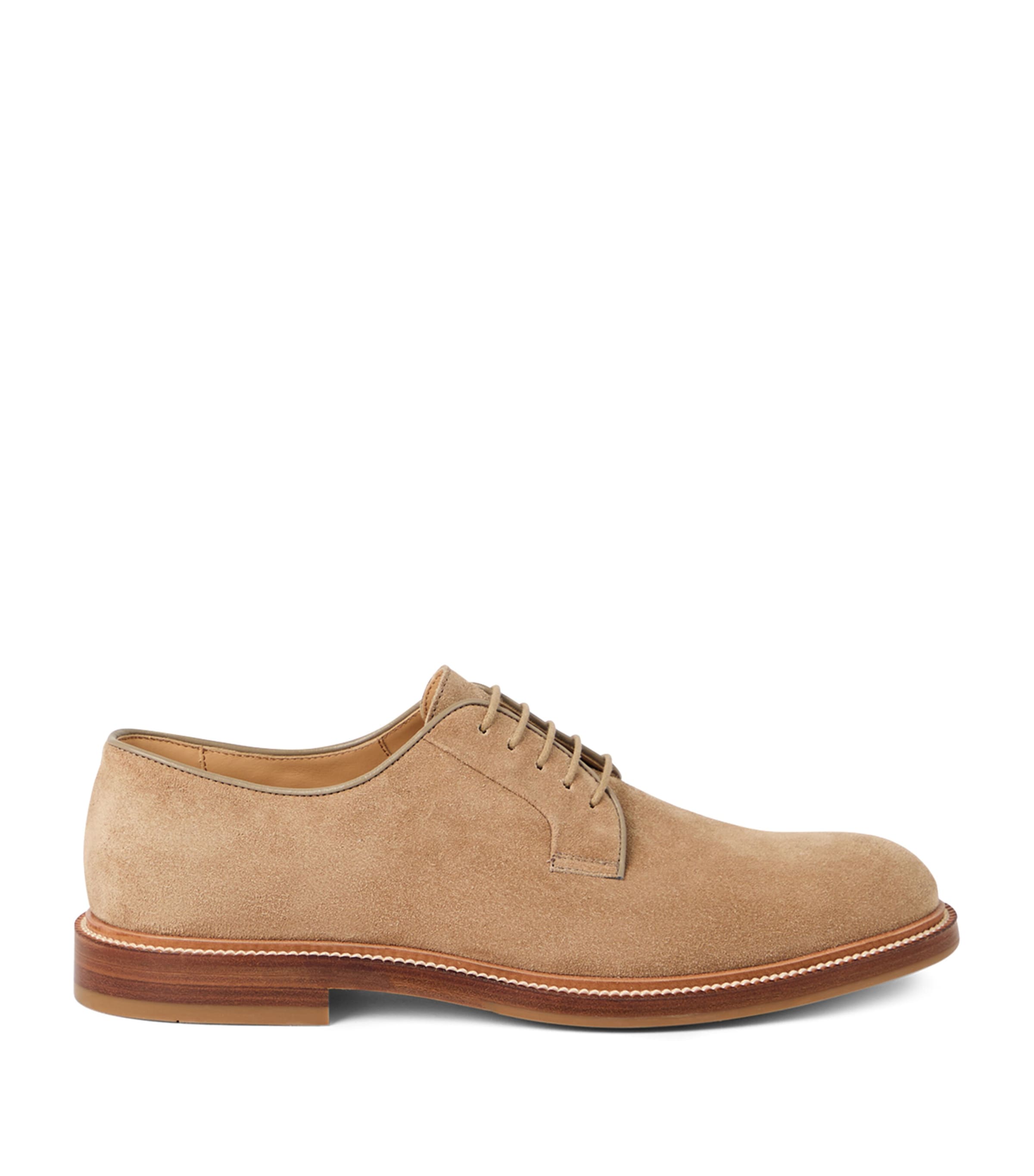 Brunello Cucinelli Refined Brown Suede Flat Shoes In Neutral