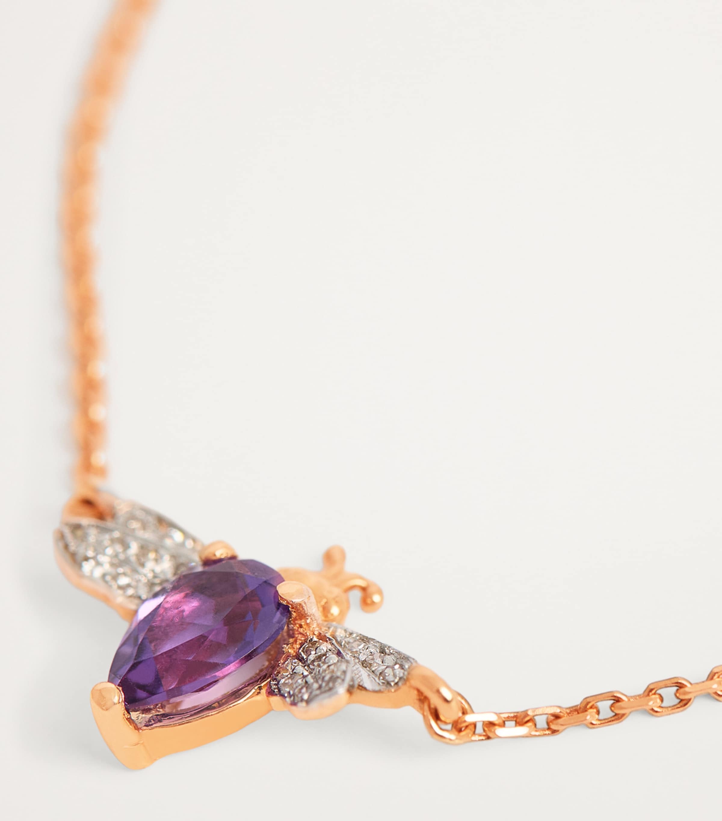 Rose Gold, Diamond and Amythest Queen Bee Bracelet AMETHYST Image 4