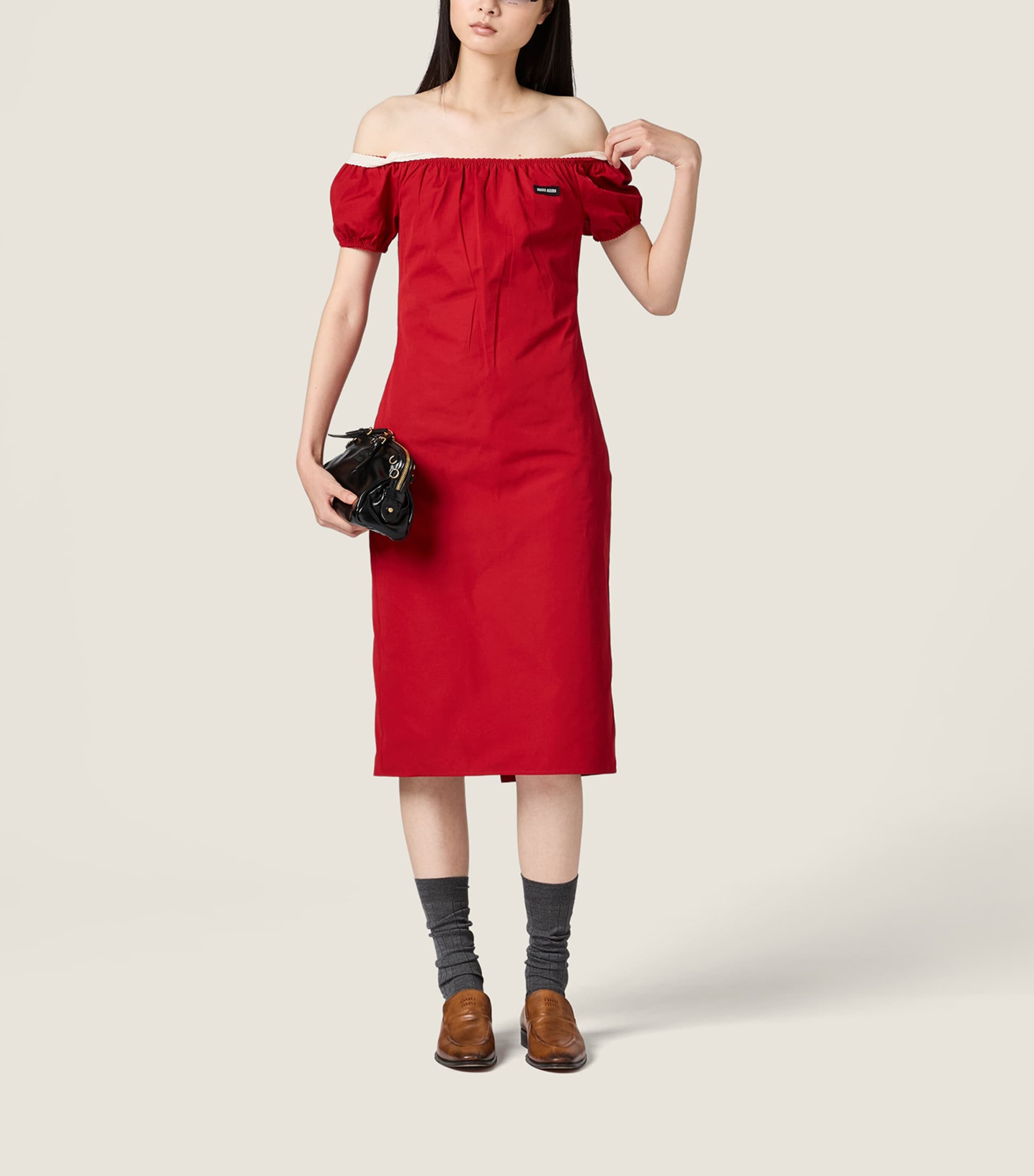 Miu Miu Womens Cotton Logo Midi Dress Image 2