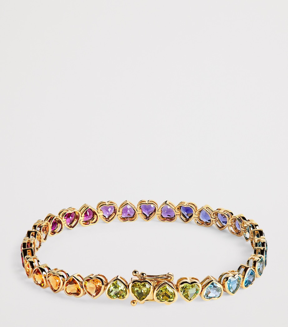 Yellow Gold and Multi-Gemstone I Heart Rainbow Bracelet YELLOW GOLD Image 3