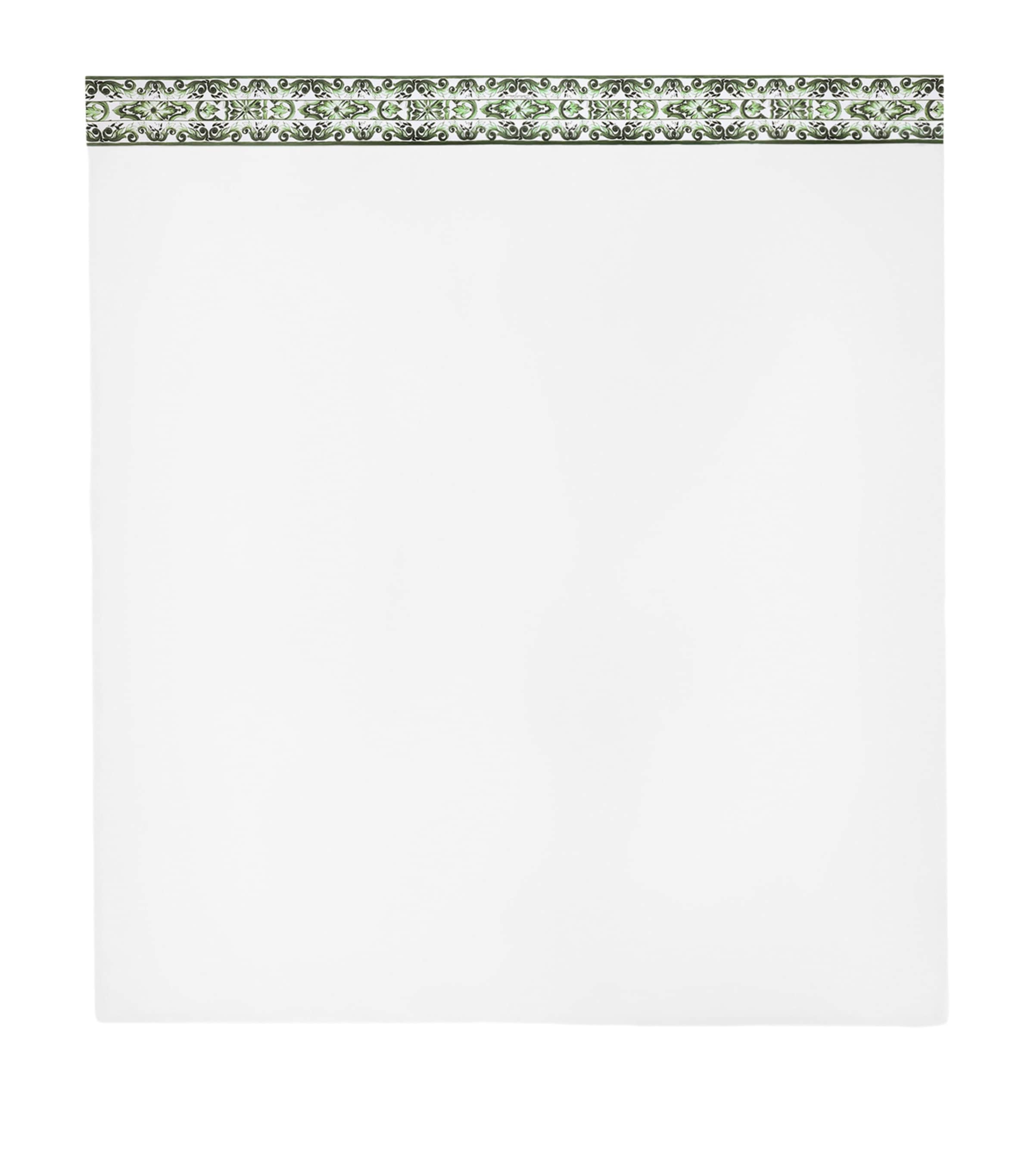 Dolce&Gabbana Casa Cotton Majolica King Flat Sheet (260cm x 280cm) Bianco/verdema Image 1