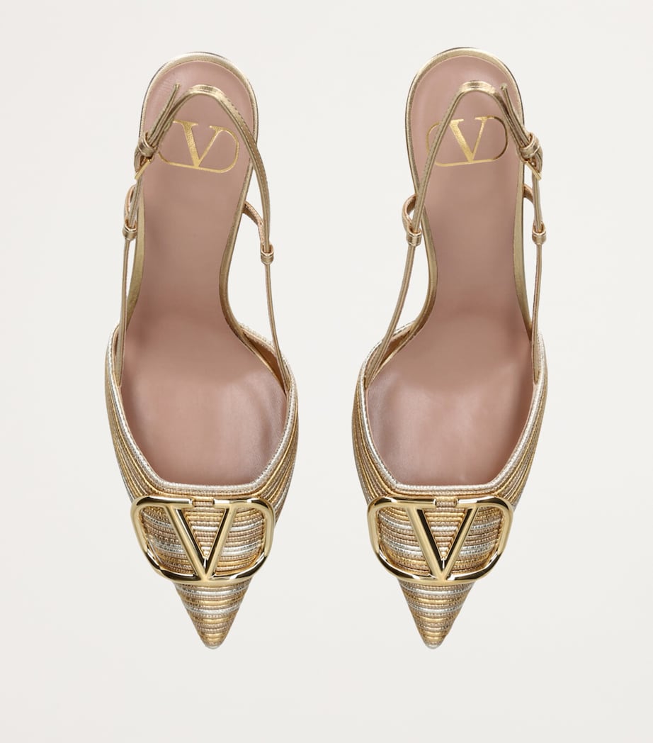Leather Logo Slingback Pumps 80 GOLD COMB Image 4