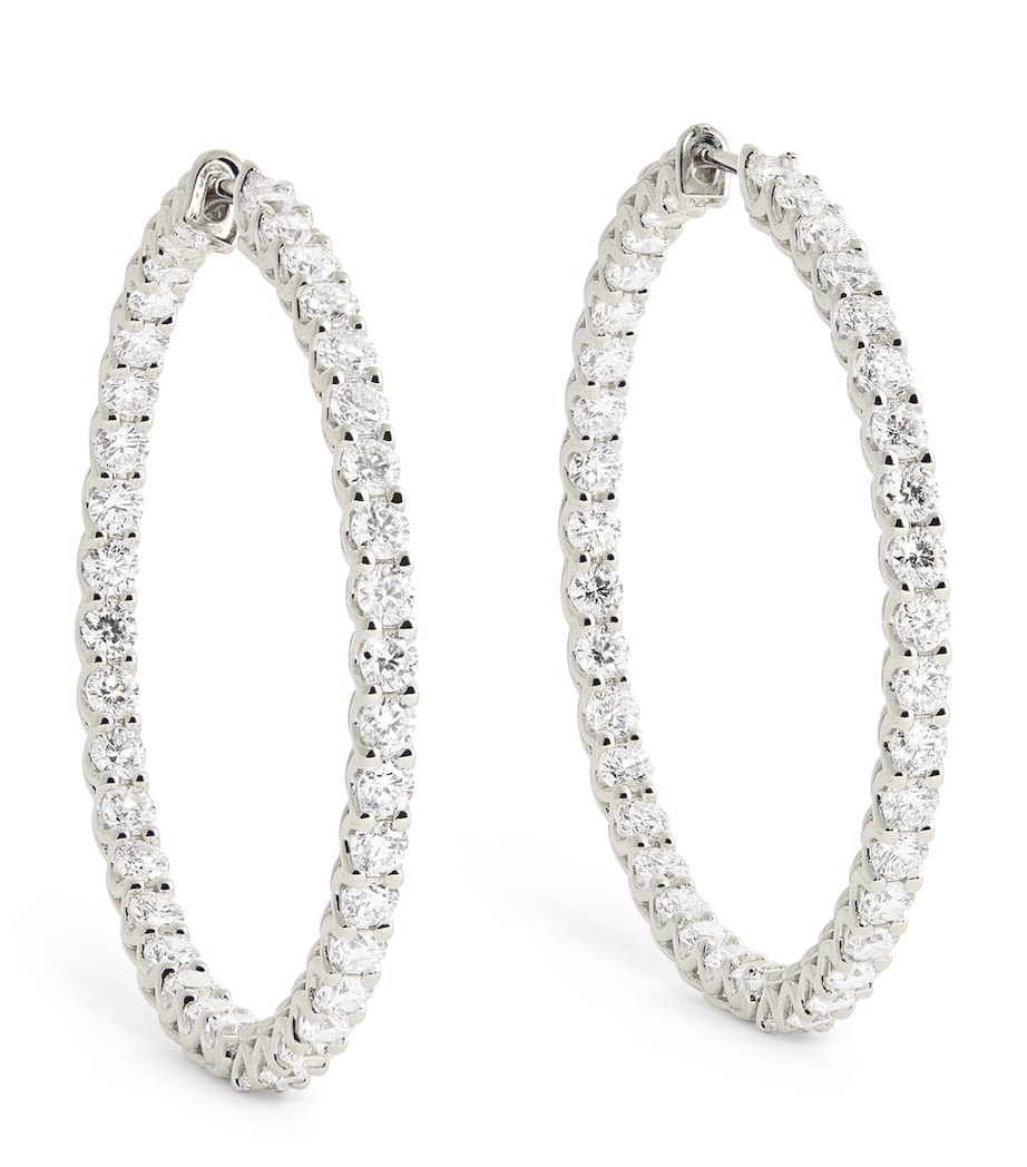 Harrods White Gold and Diamond Hoop Earrings (5.84ctw) White Gold Image 1