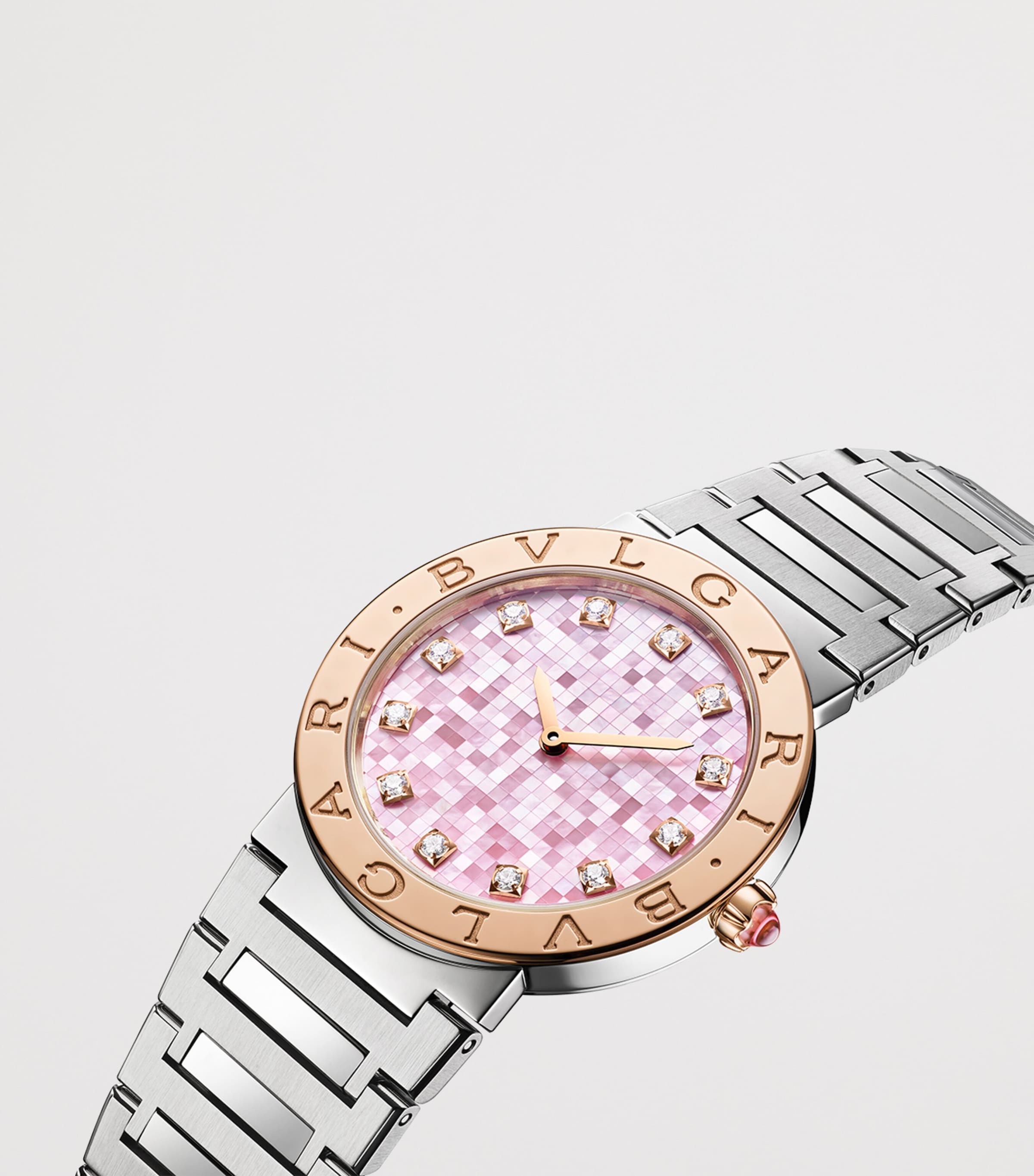 Bvlgari Stainless Steel and Yellow Gold BVLGARI BVLGARI Watch 33mm Pink Image 6
