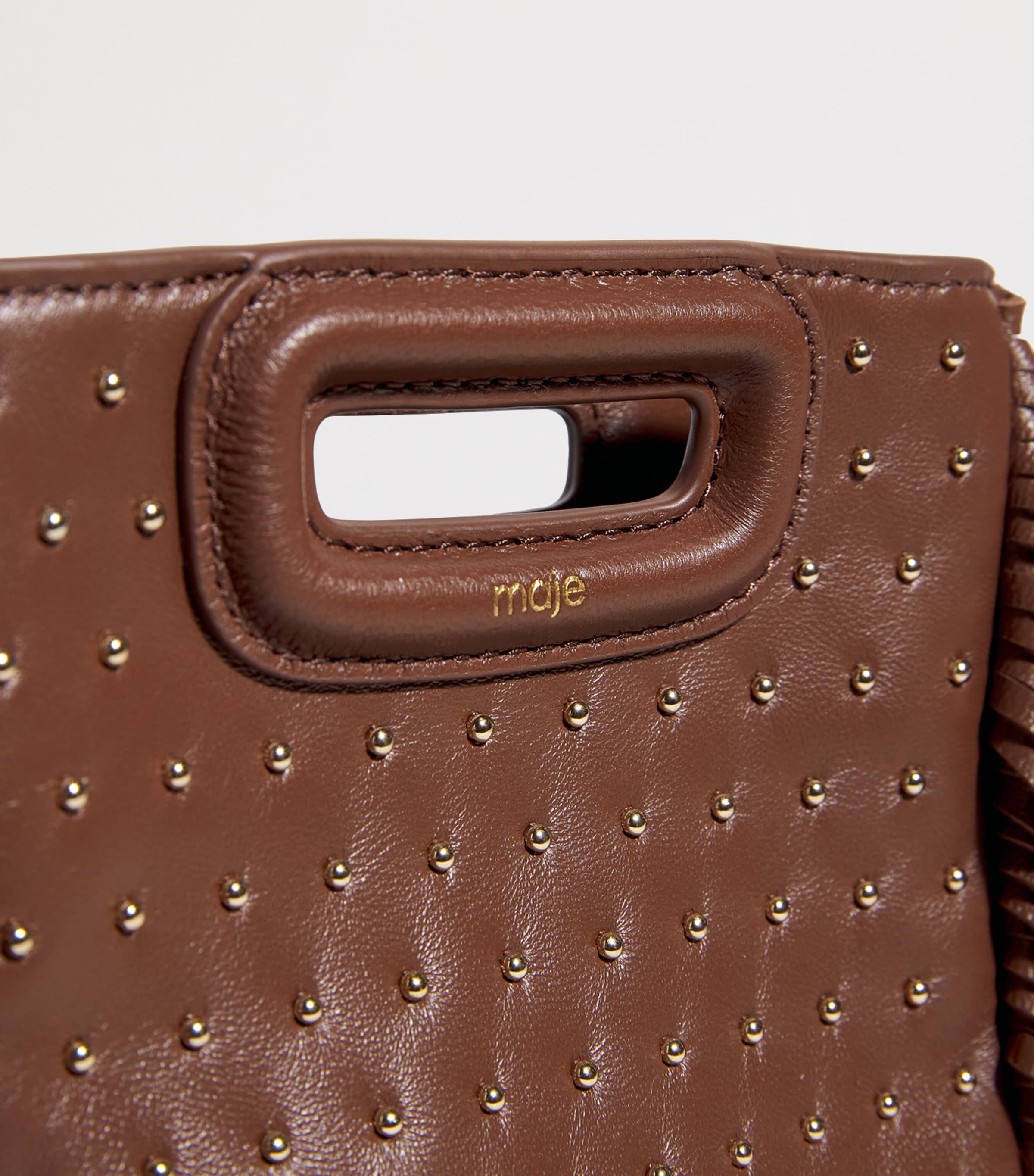Leather M Studded Mini Bag BROWN Image 6