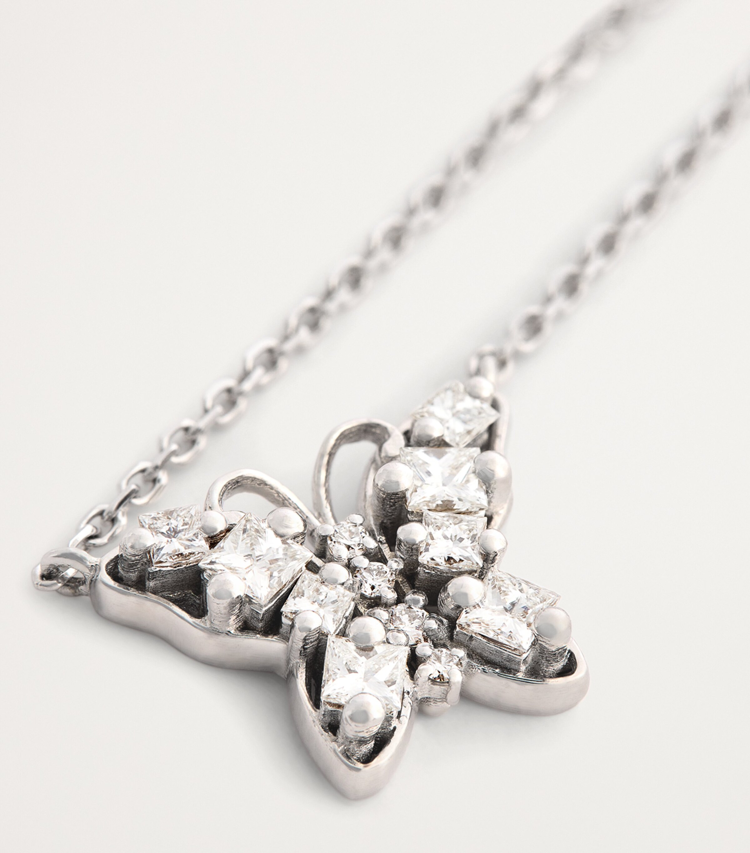 Mini White Gold and Diamond Princess Butterfly Necklace 18K WG/WD Image 5