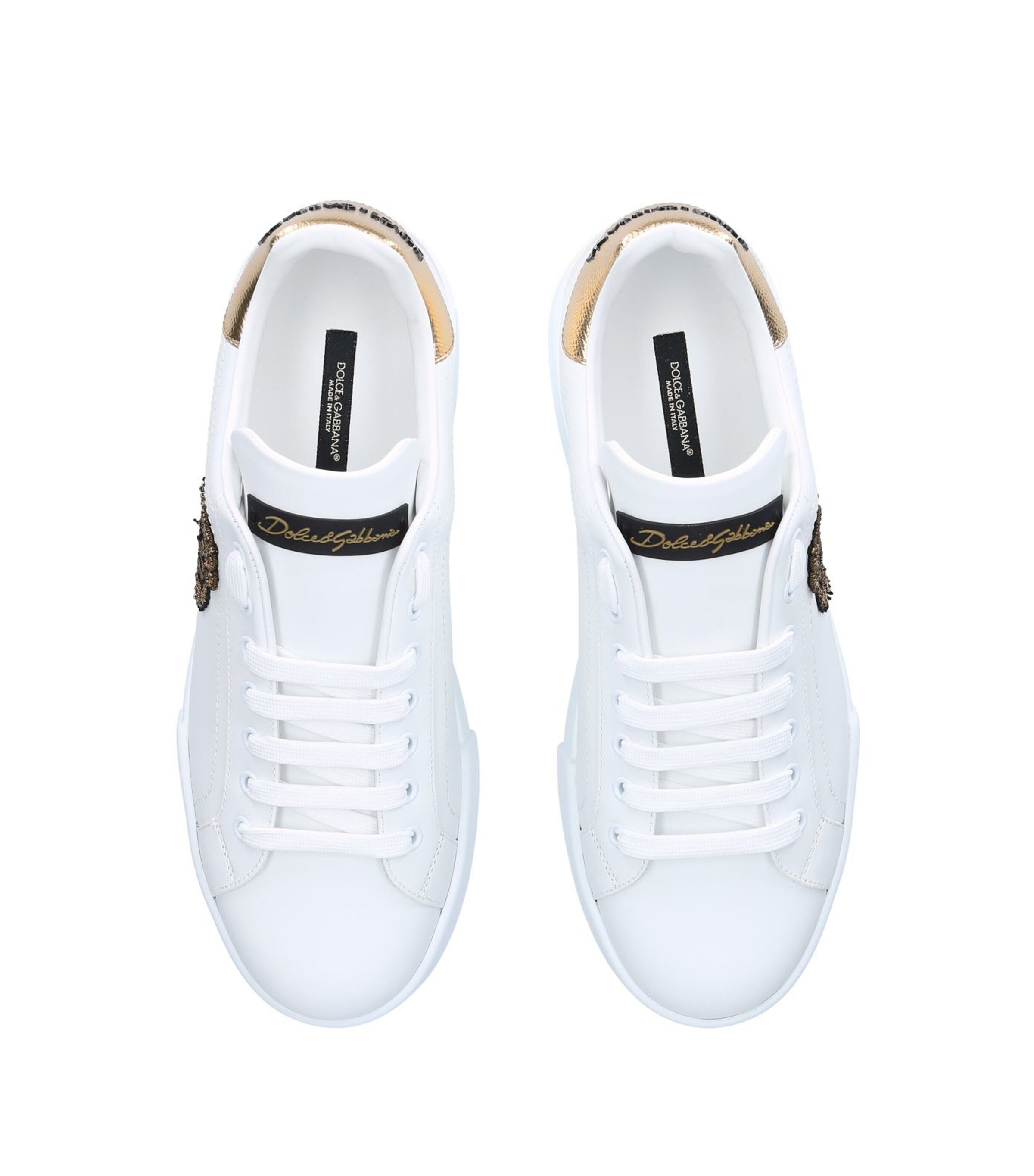Dolce&Gabbana White Leather Portofino Crown Sneakers | Harrods US