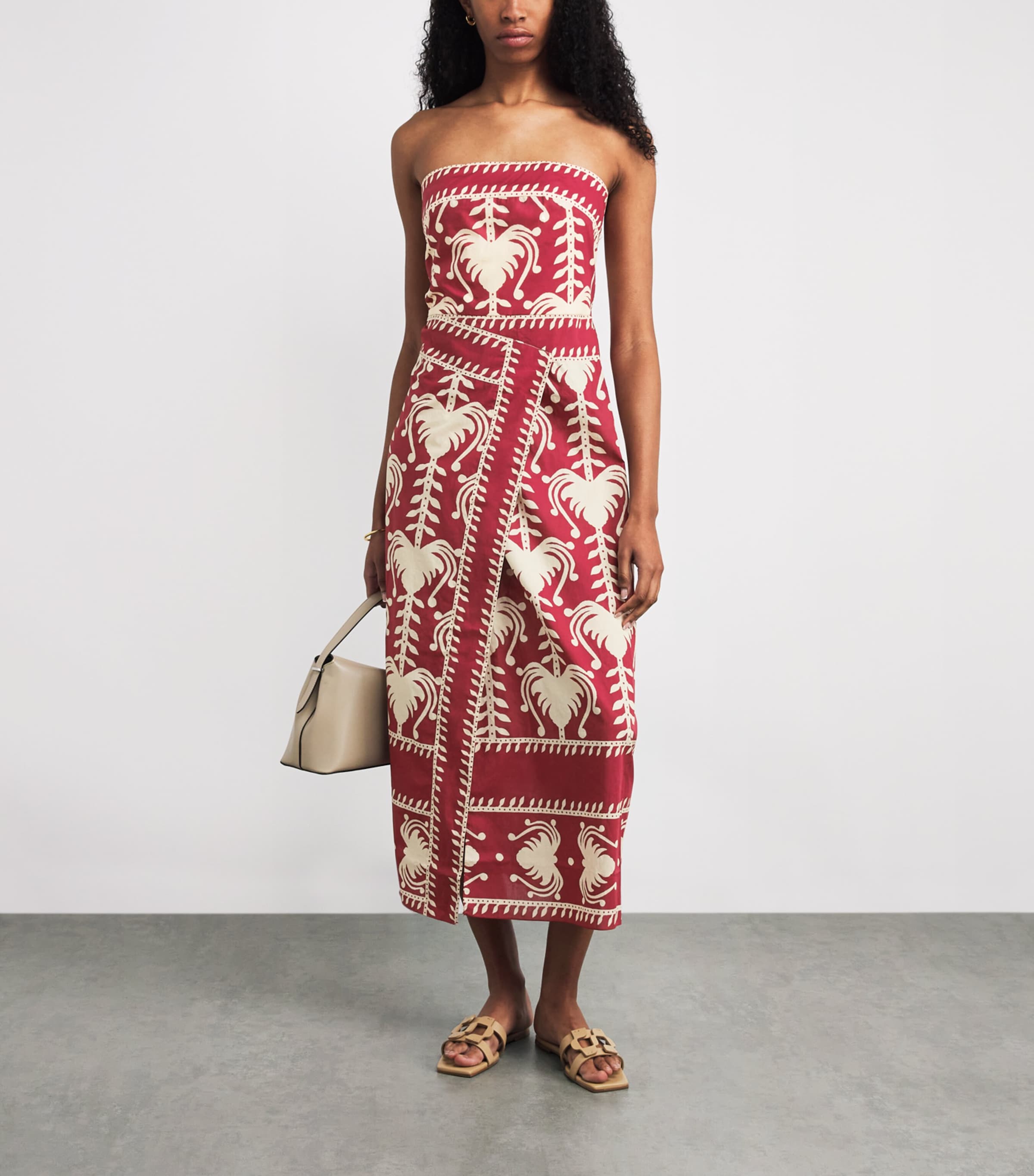 Linen Ancient Peru Midi Dress DARK CHERRY/ECRU Image 2