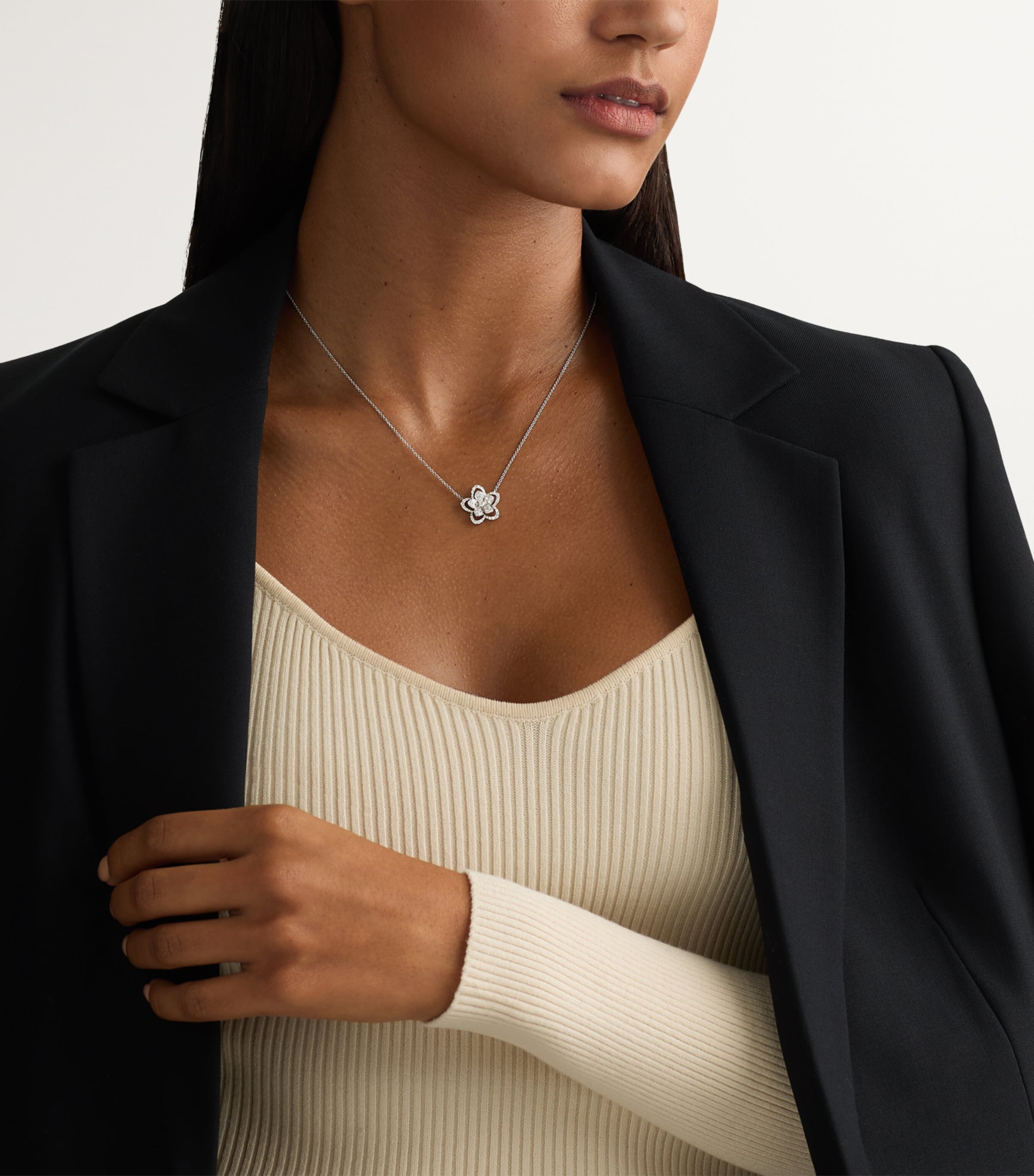 White Gold and Diamond Wild Flower Necklace WHITE GOLD Image 2