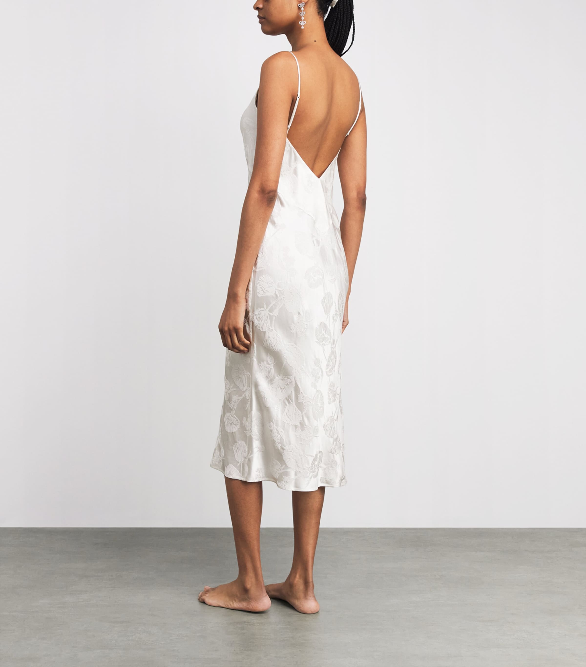 Olivia von Halle Womens Silk Jacquard Slip Midi Dress Liliana Image 4