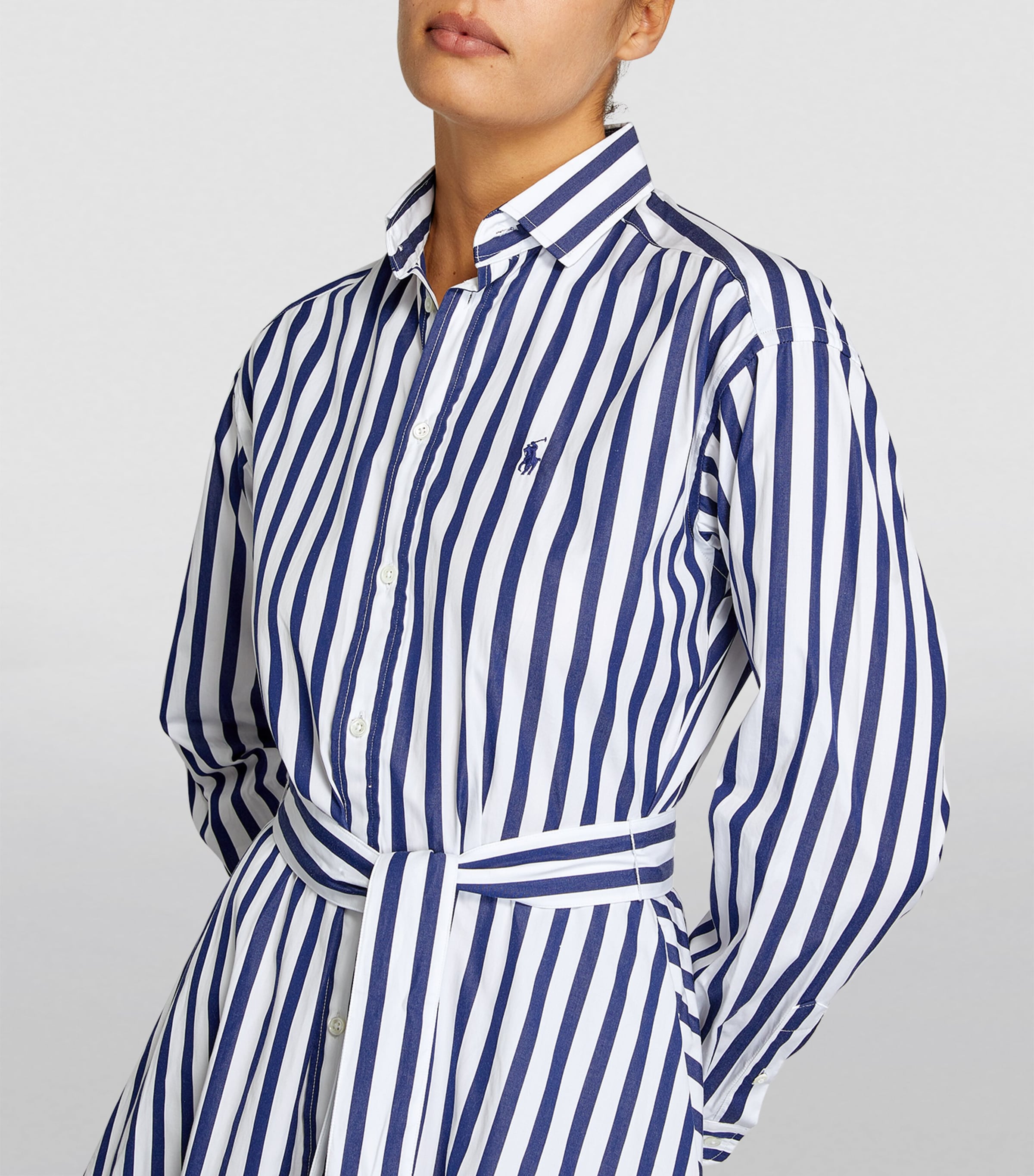 Stripe Polo Pony Mini Shirt Dress 970A NVY/W Image 7