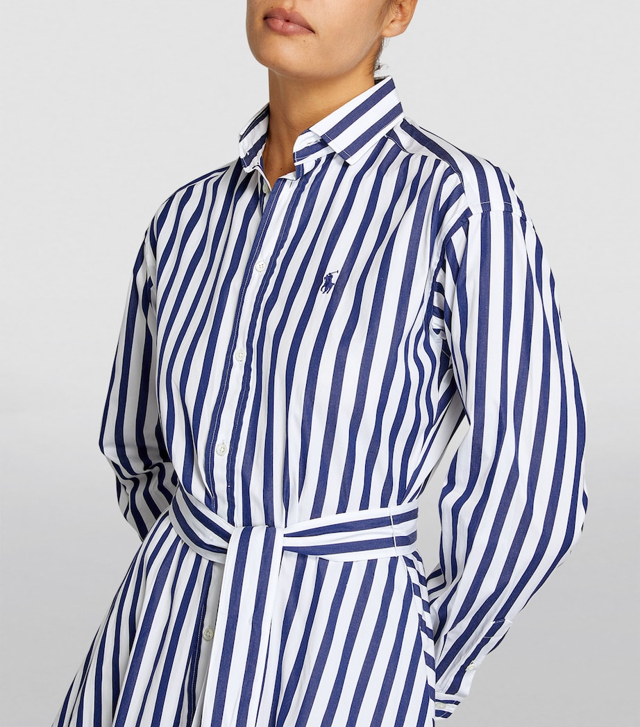 Stripe Polo Pony Mini Shirt Dress 970A NVY/W Image 7