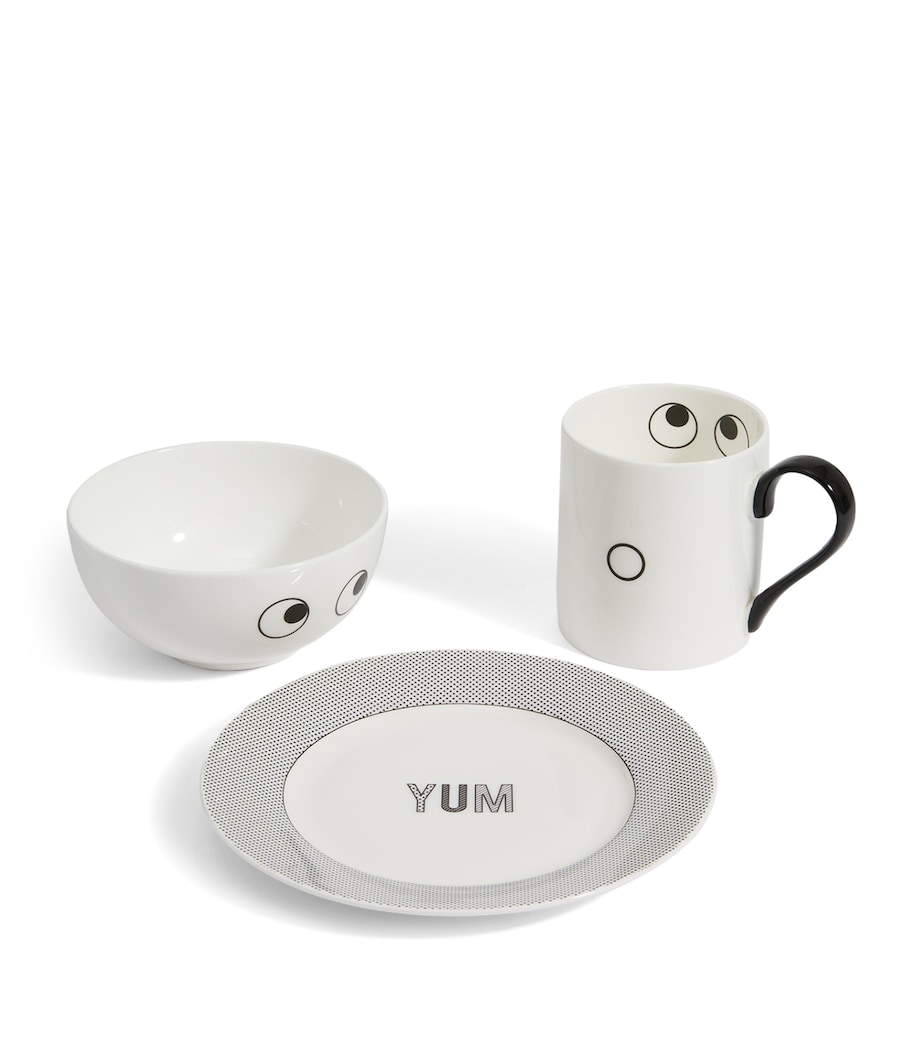 Ceramic Eyes Mug, Bowl and Plate Set WHITE Image 2