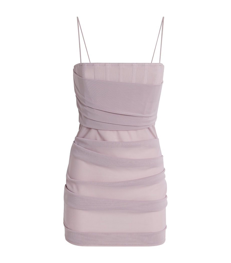 Alex Perry Womens Mesh Corset Mini Dress Lavender Grey Image 1