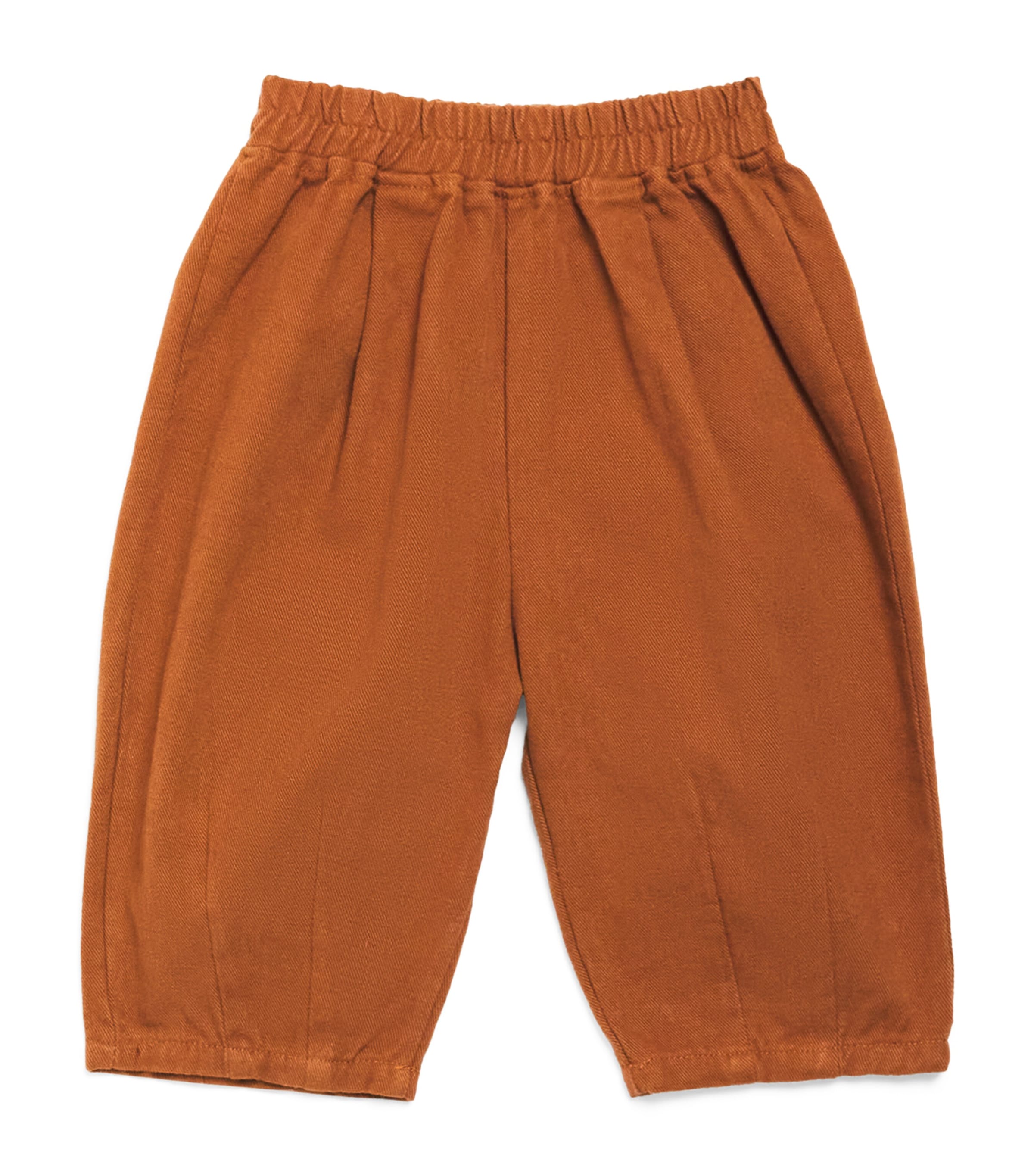 The Bonnie Mob Cotton Twill Barrel Trousers In Orange
