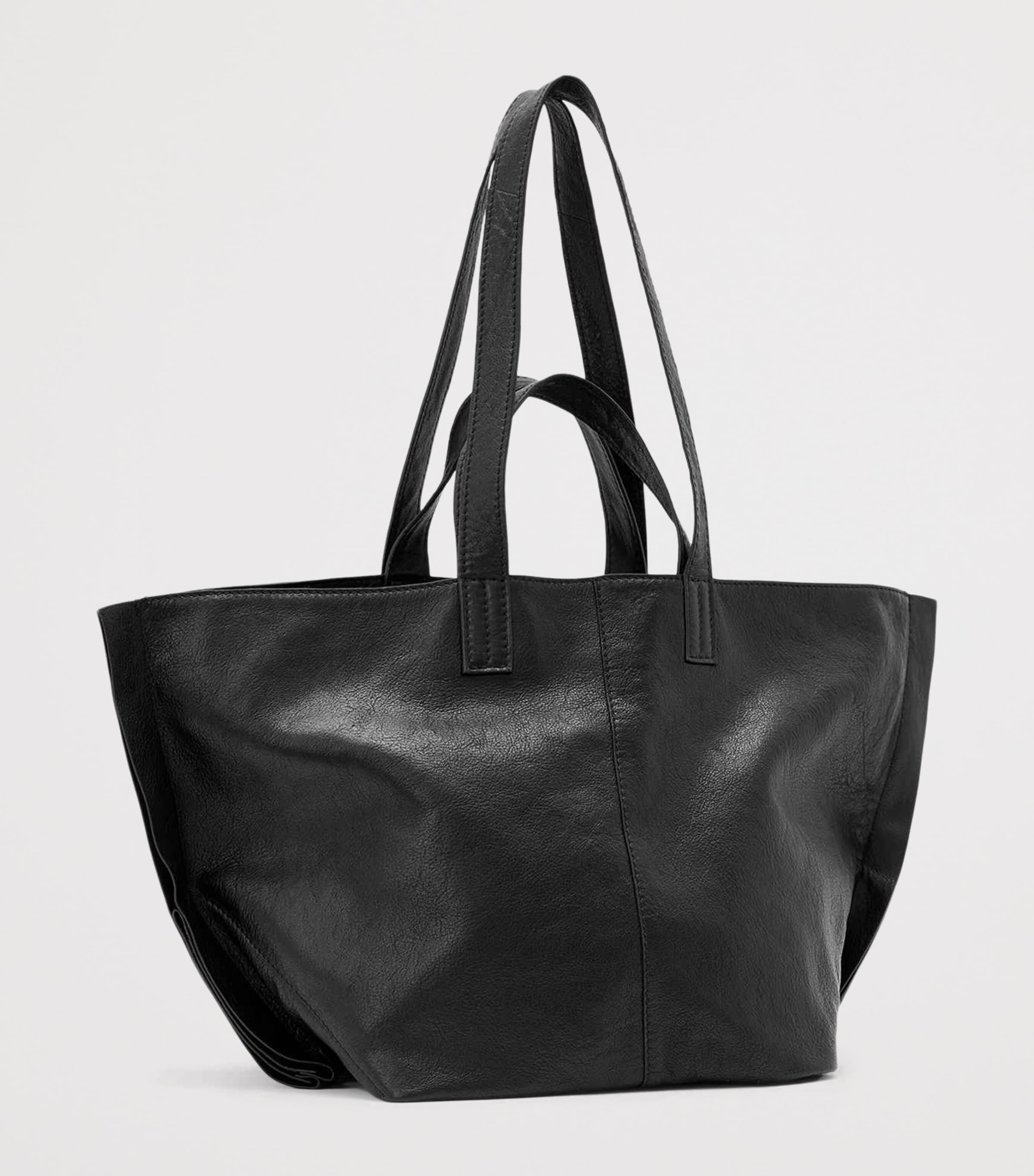 AllSaints Leather Lutece Tote Bag Black Image 3