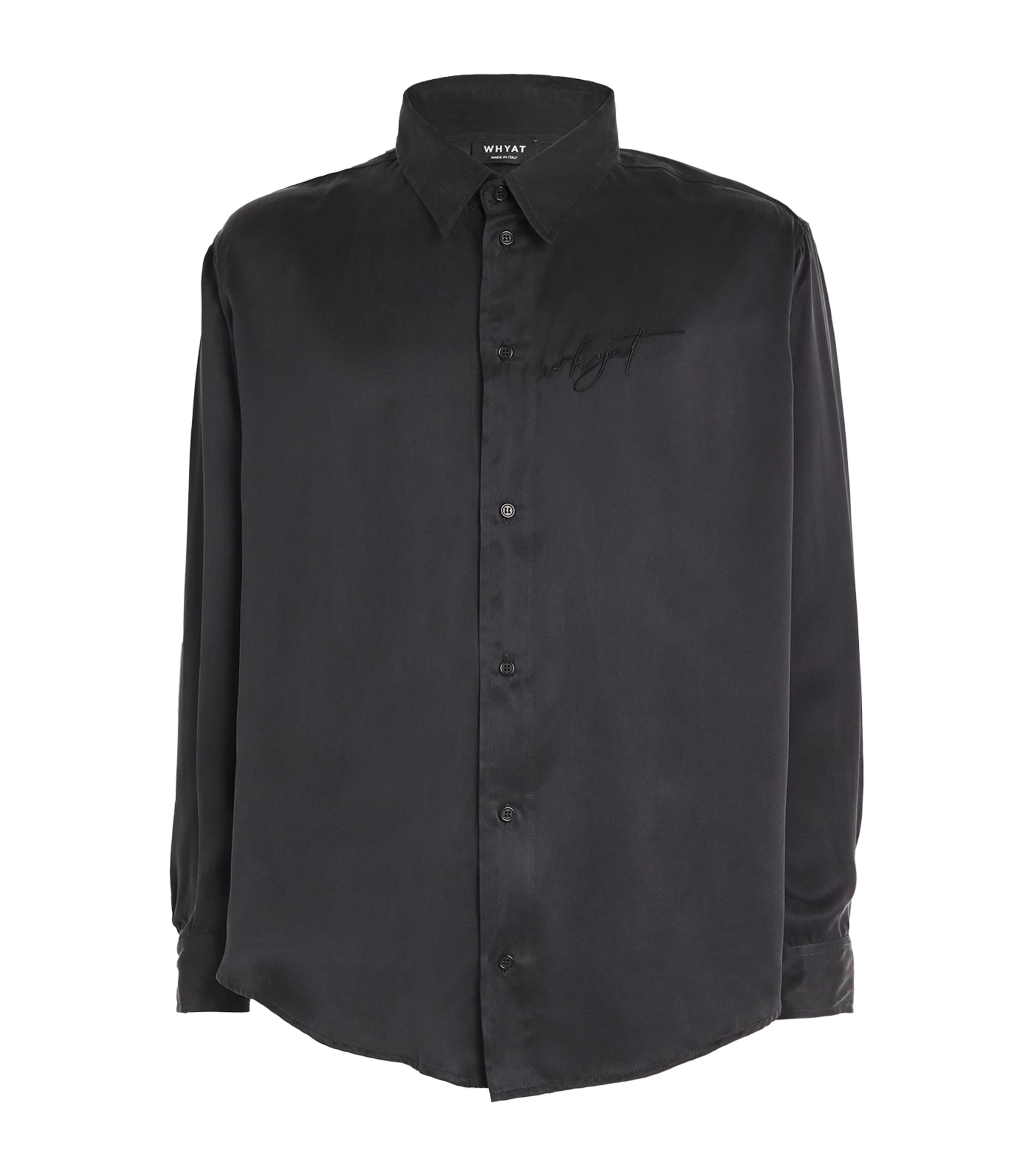 Shop Whyat Silk Logo Shirt In Black