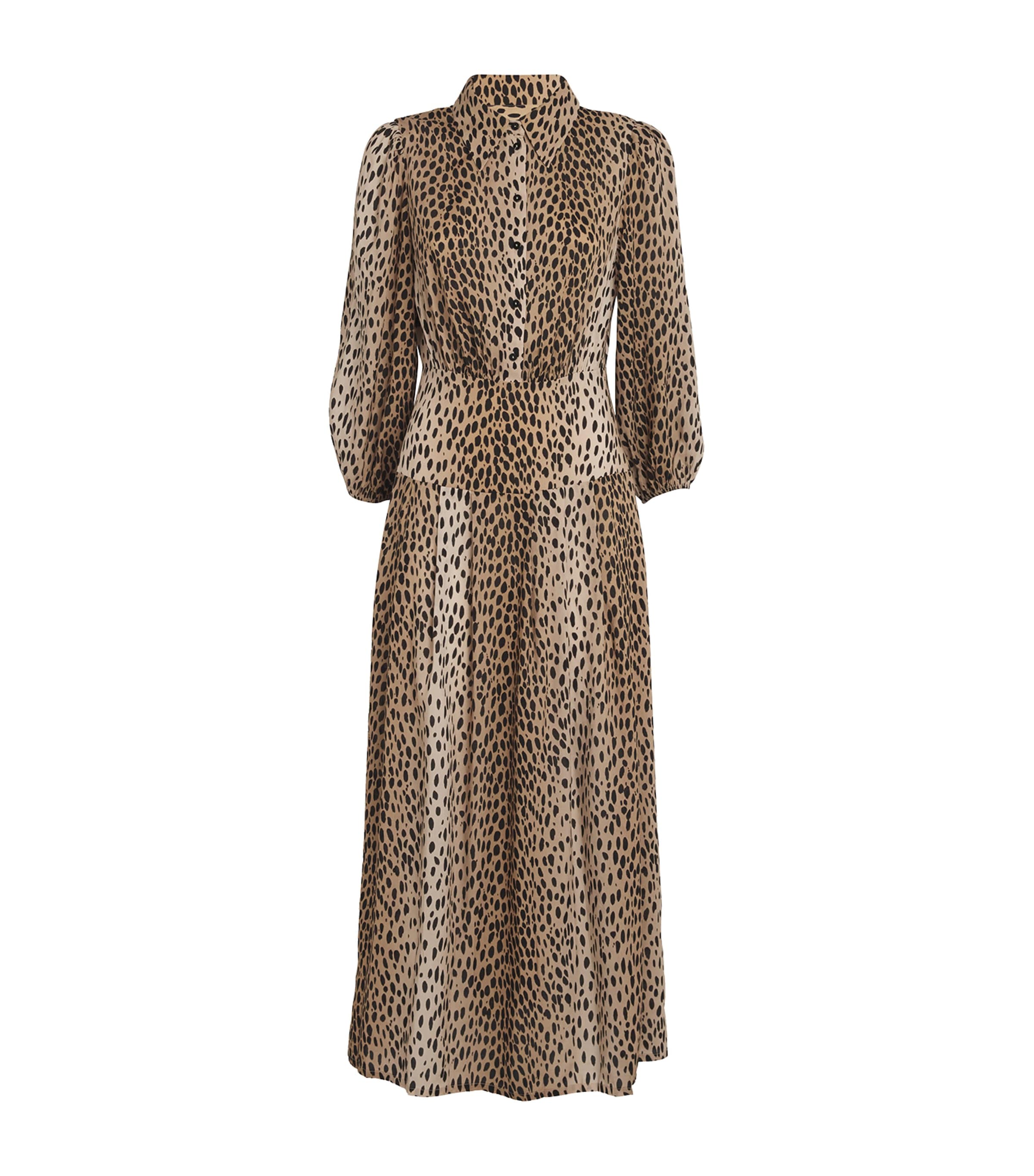 Rixo London Rixo Izzy Leopard-print Woven Midi Shirt Dress