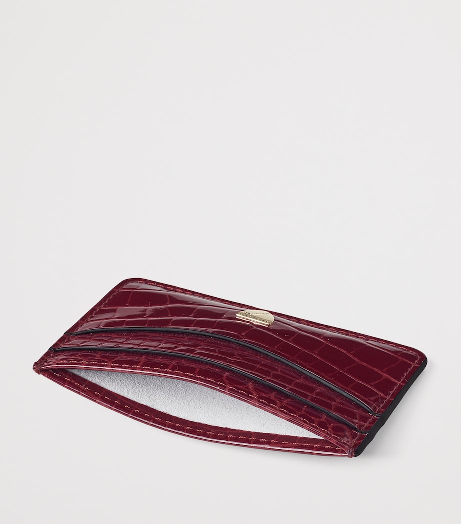 Leather Croc-Embossed Slim Card Holder MERLOT Image 3