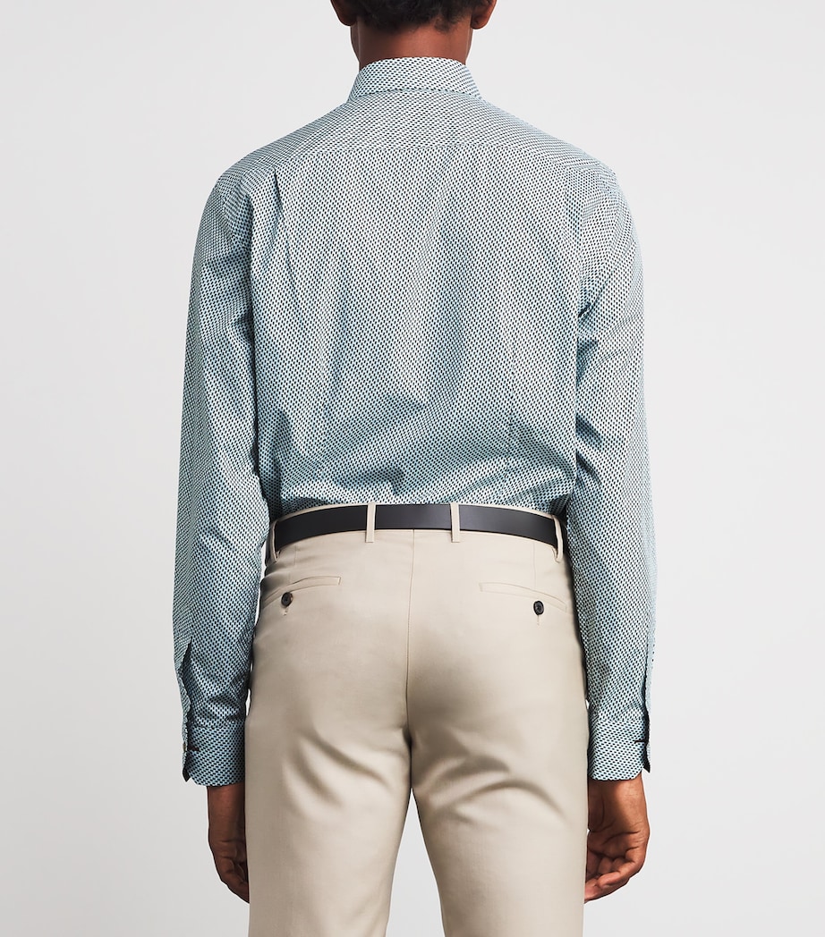 Patterned Tailored-Fit Shirt 41_BLUE Image 4