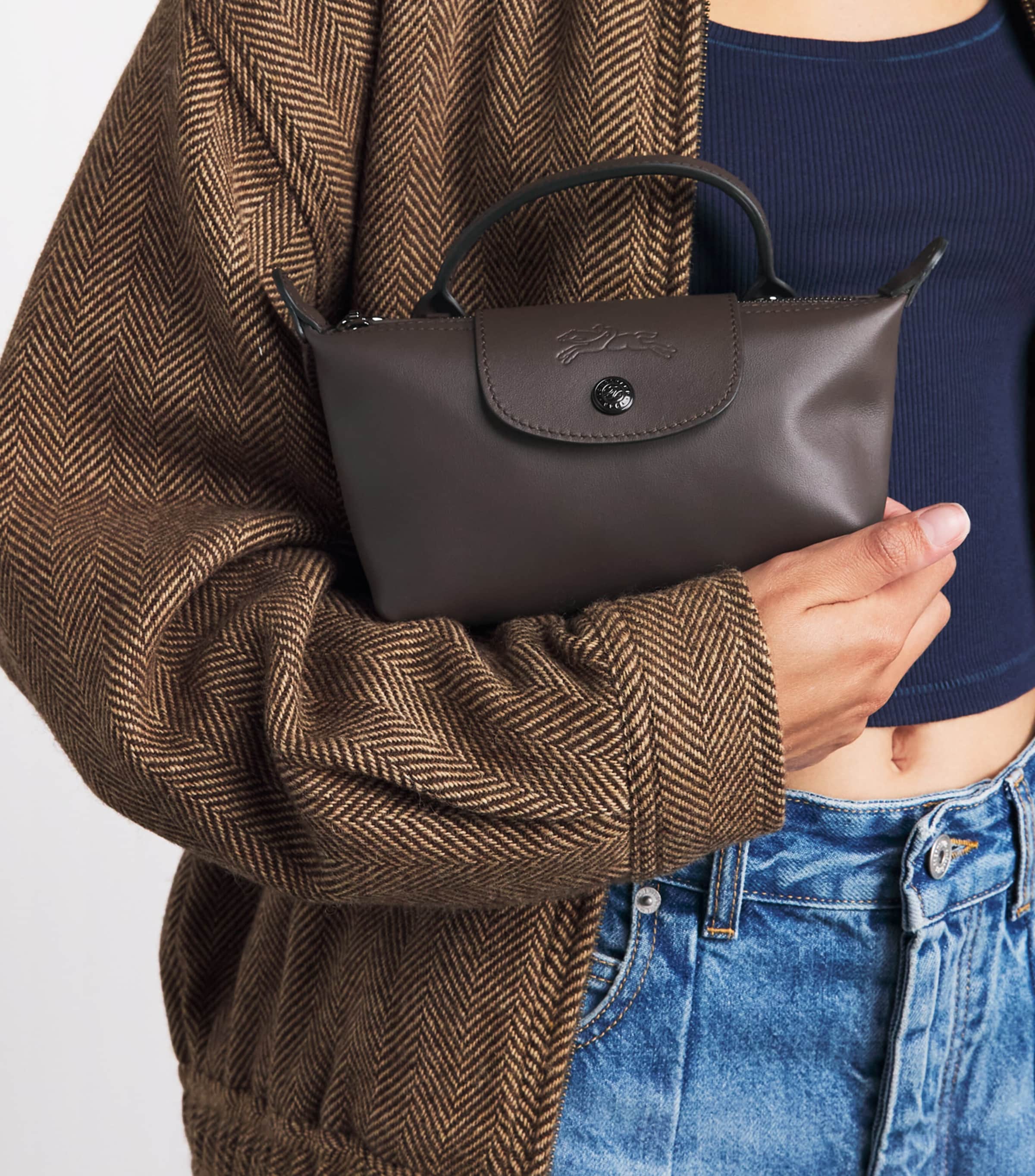 Longchamp Extra-Small Leather Le Pliage Xtra Pouch Moka Image 2