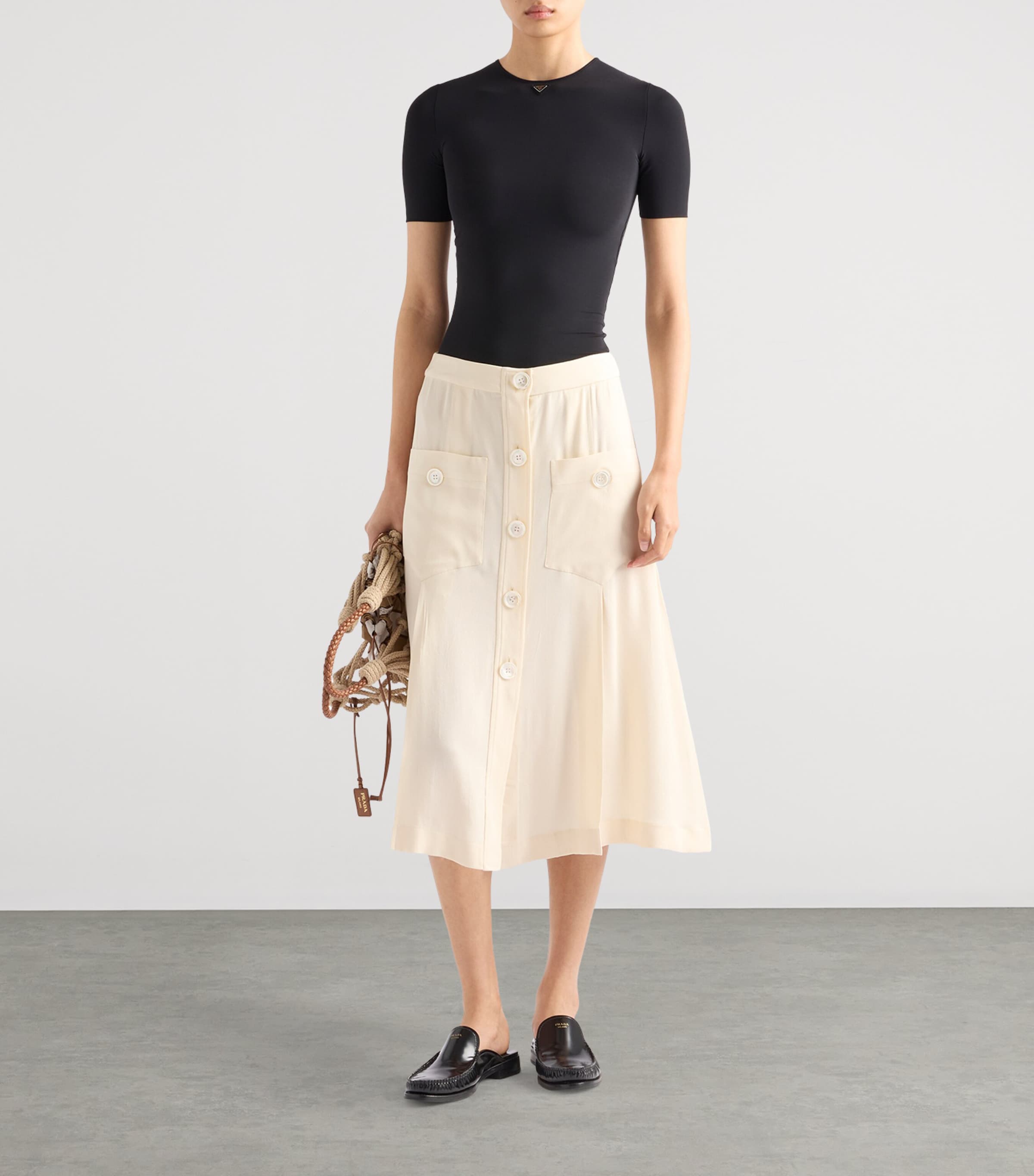 Prada Womens Stretch-Fabric T-Shirt Image 2