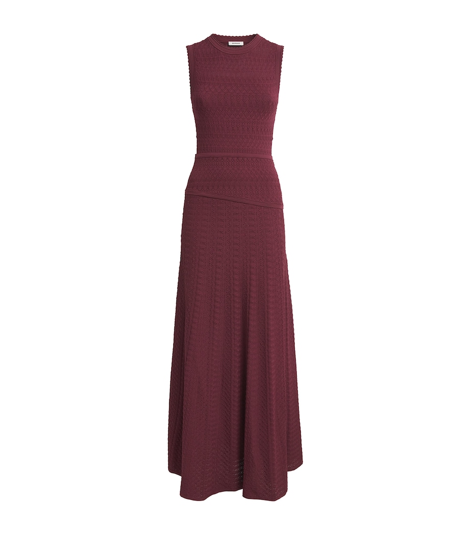 Sandro Paris Womens Pointelle Knit Maxi Dress Bordeaux Image 1